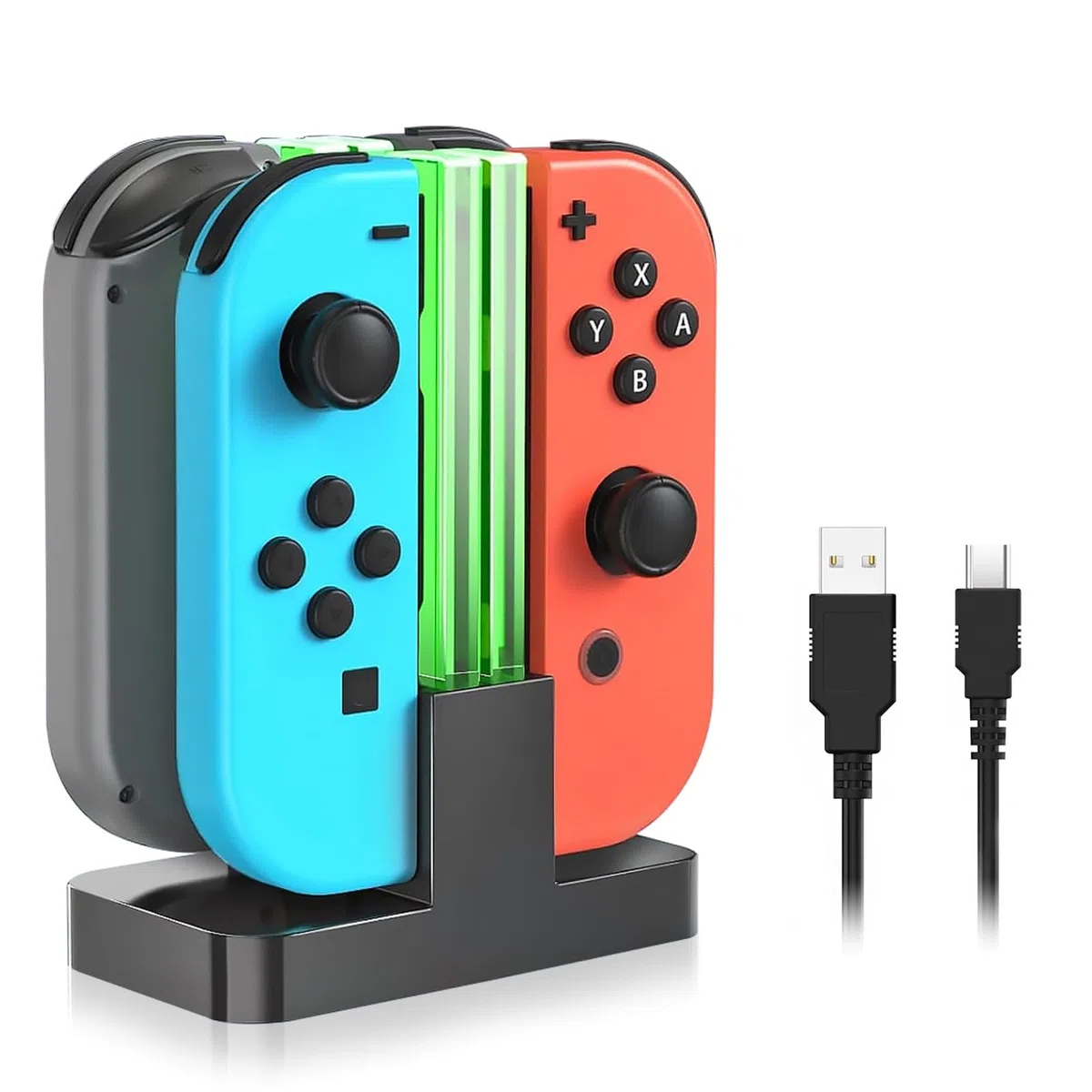 Caricatore per Switch/Switch OLED, Type-c-5V/1A, Base di Ricarica USB Controller Switch, Caricatore per 4 Joycon Switch con Indicatore Di Carica LED