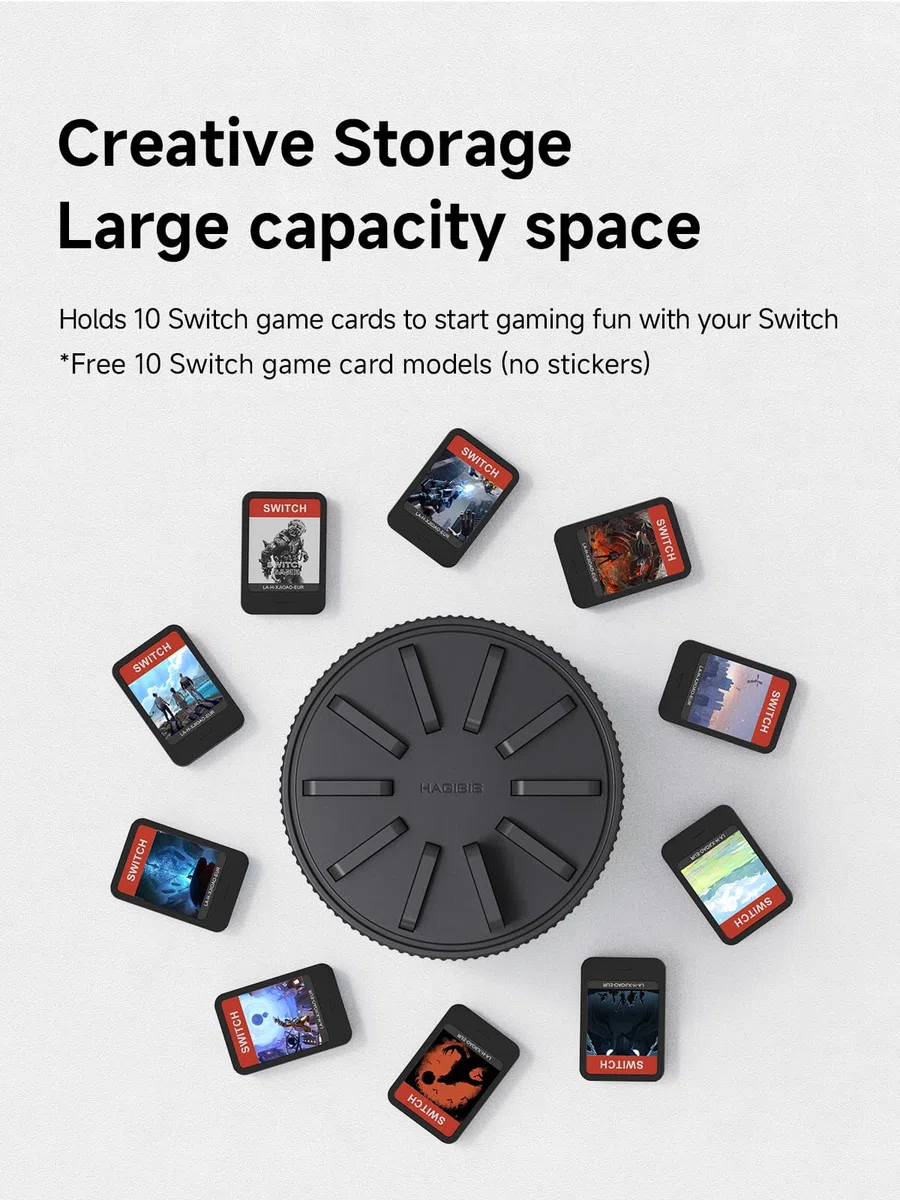 Hagibis Game Custodia per Nintendo Switch PS Vita, Porta Carte da Gioco Rotante con 10 Slot per Schede Magnetica, Estrattore Magnetico, Interruttore Portatile, Supporto per Carte da Gioco, Nero, S