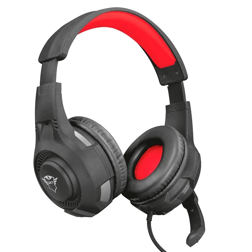 Trust Gaming Cuffie Gaming GXT 307 Ravu con Microfono Ripiegabile e Archetto Regolabile, 3.5 mm Jack, Filo, Over Ear, PC, PS4, PS5, Xbox Series X, Xbox One, Switch, Nero/Rosso