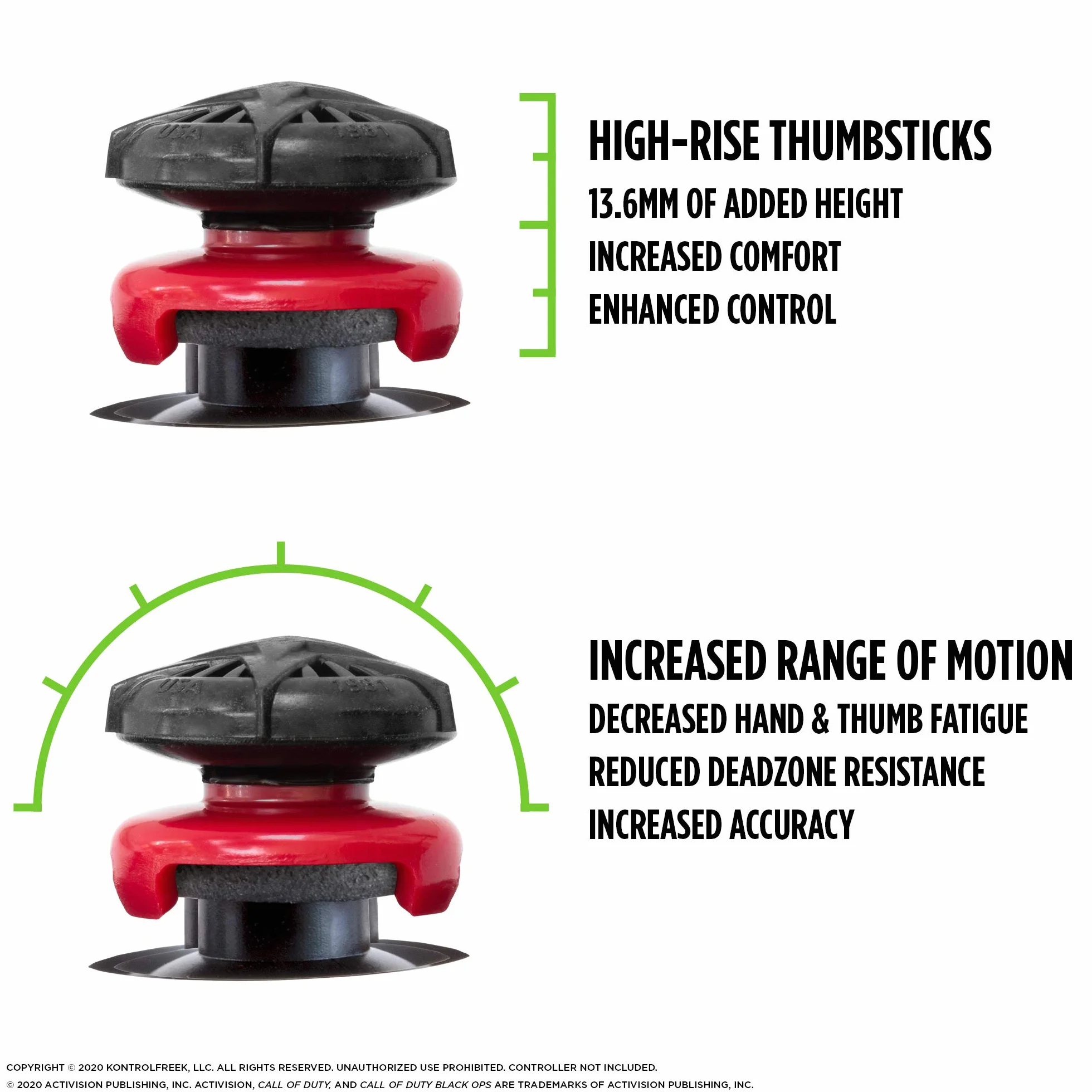 Levette Performance KontrolFreek Call of Duty: Black Ops Cold War per Xbox One e Xbox Series X | 2 Alte, Convesse| Nere/Rosse