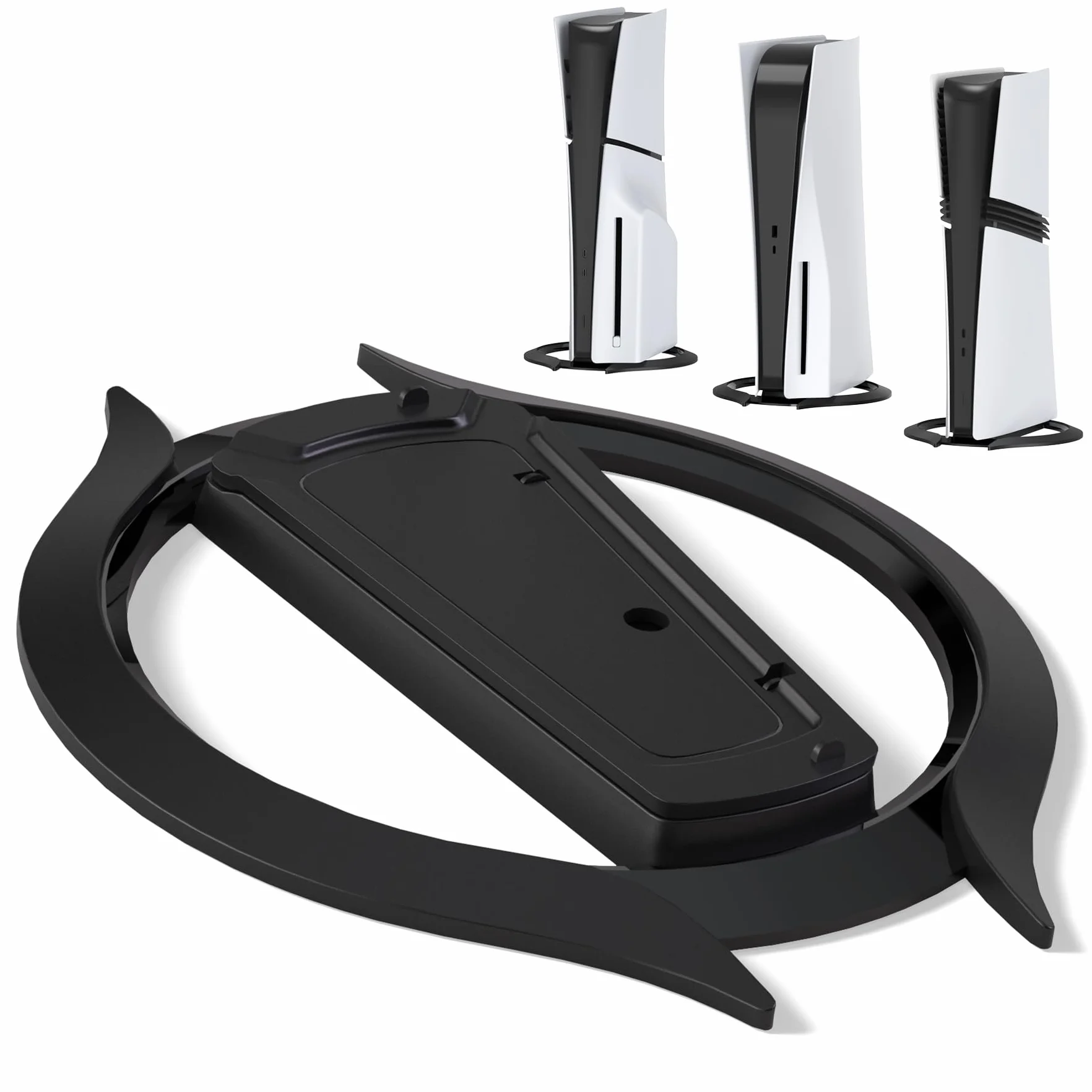 playvital Supporto per PS5/Slim/Pro, Base Stand Verticale per PS5 Pro/Slim/Standard Console Disco&Digitale, Accessorio Salvaspazio Antiscivolo, Stabilità Migliorata, Nero