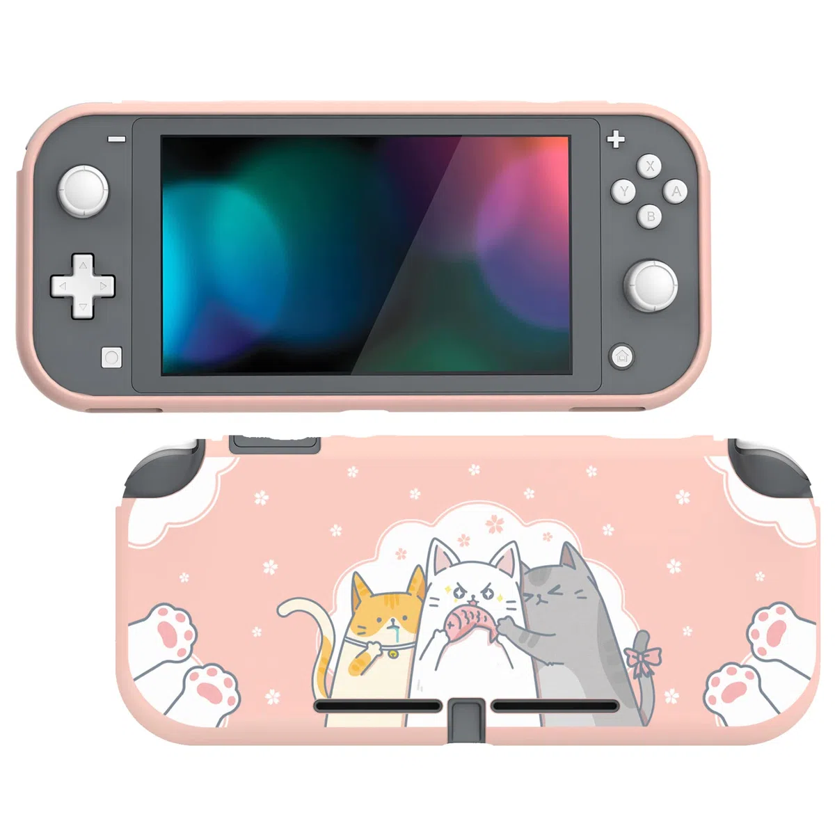 PlayVital Cover Custodia per Nintendo Switch Lite,Copertura Morbida TPU Protezione Accessorio per Nintendo Switch Lite Console-Gattini Affamati
