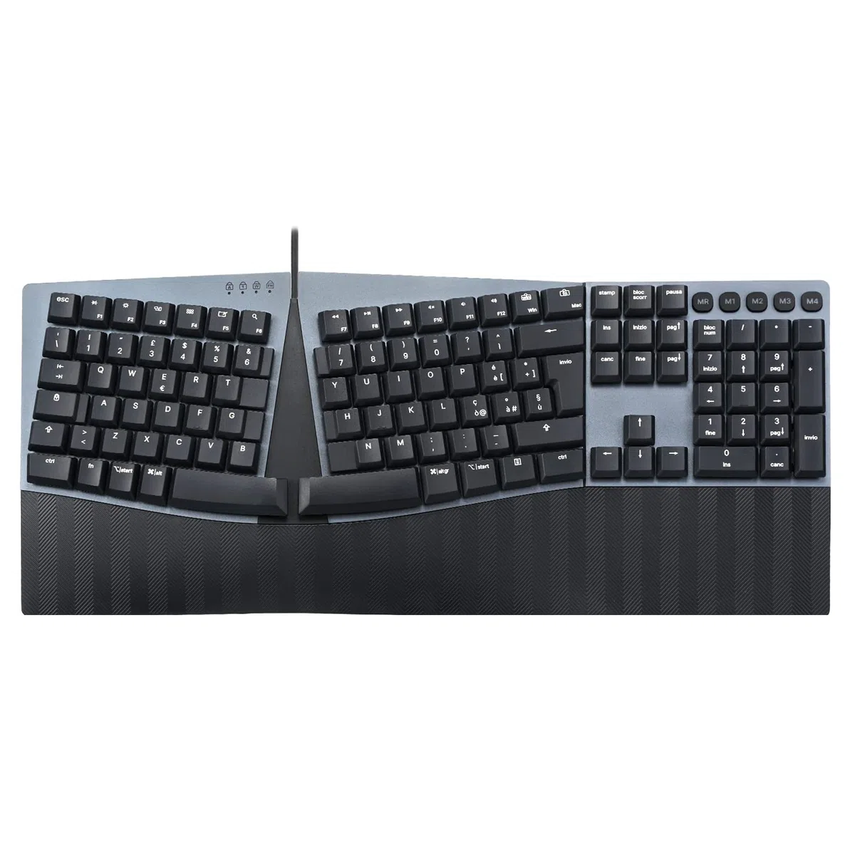 Perixx PERIBOARD-535 RD Tastiera Ergonomica Meccanica a filo - Tasti Lineari Rossi - Macro Programmabili - Compatibile con Windows e Mac OS X - Layout QWERTY Italiano