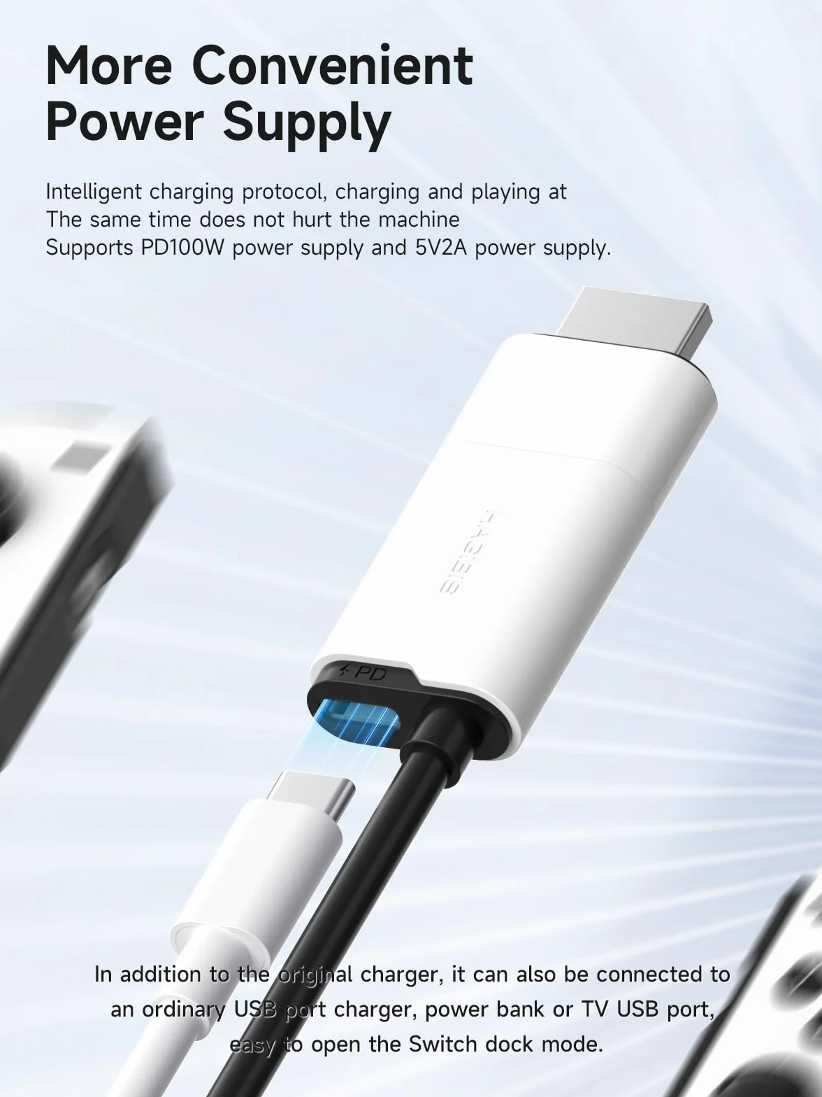 Hagibis Dock per Nintendo Switch OLED, Adattatore USB C a HDMI Con 4K @60Hz, 100W Power Delivery, per Laptop, Tablet, SteamDeck, ROG Ally (Bianco)