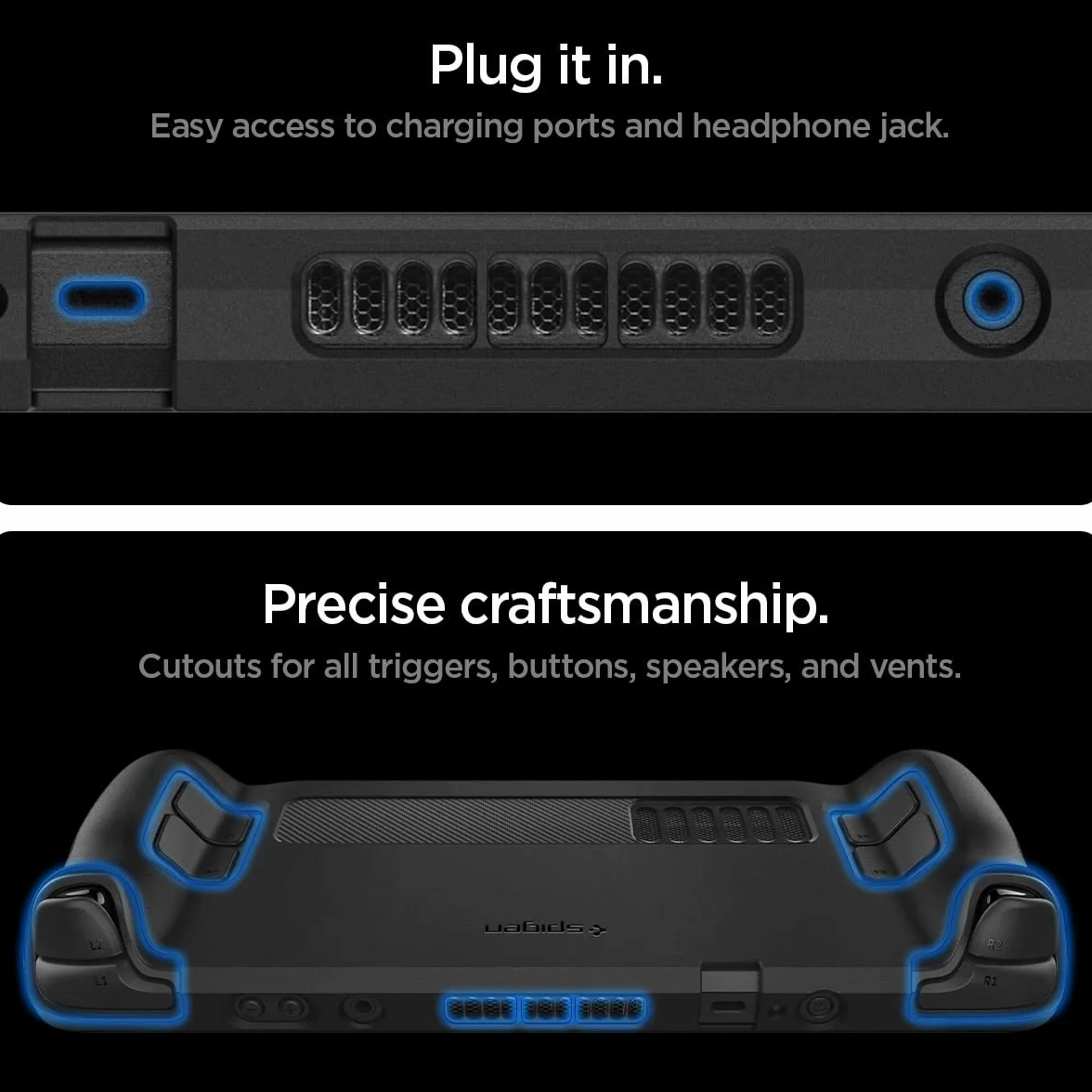 Spigen Cover Rugged Armor Compatible con Steam Deck LCD (2022) / Steam Deck OLED (2023) console - Nero Opaco