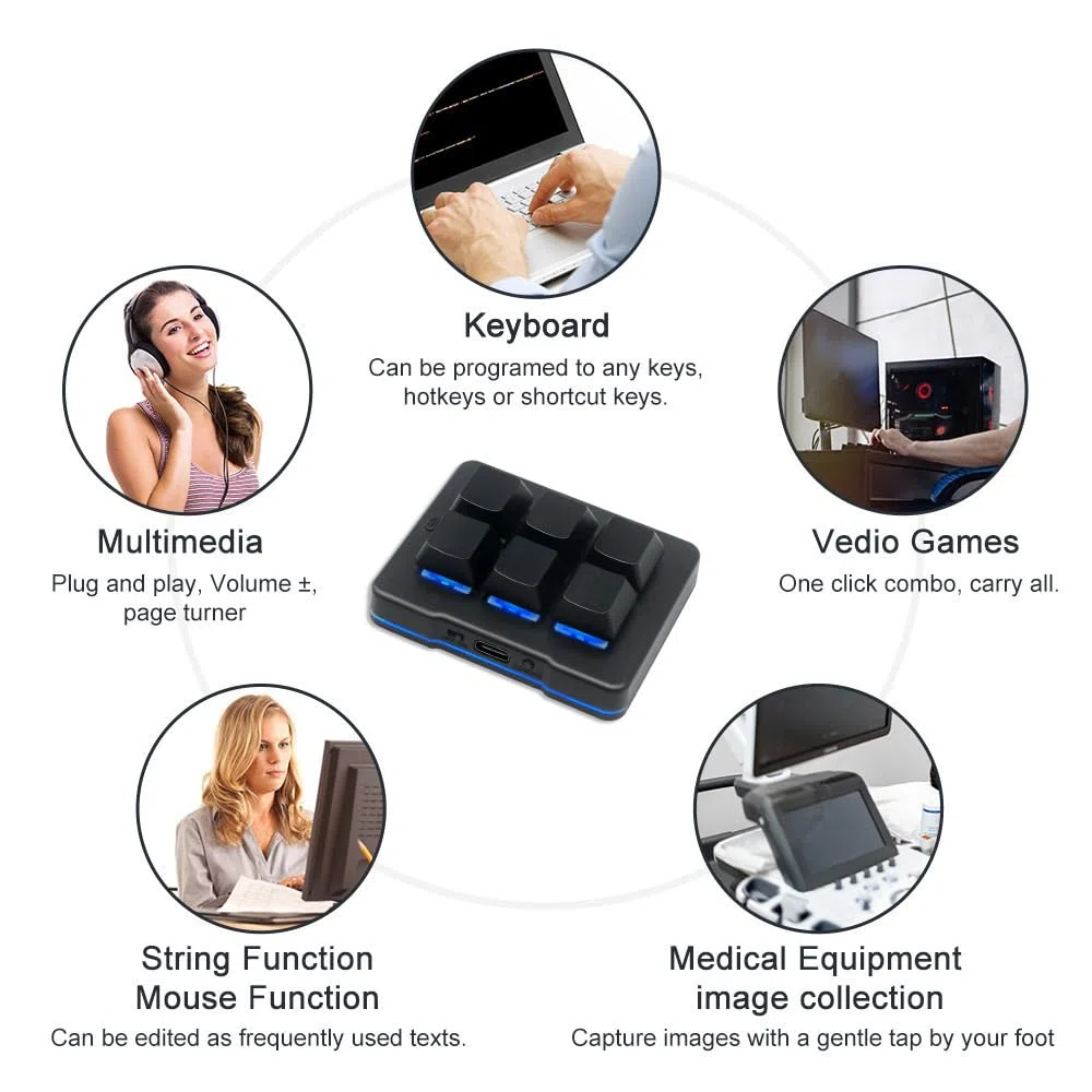 6 Tasti Mini Keypad Wireless USB Meccanico Gaming Macro Tastiera Personalizzata Programmabile OSU Tastiera con LED RGB per PC Gaming OSU Ufficio Lavoro HID