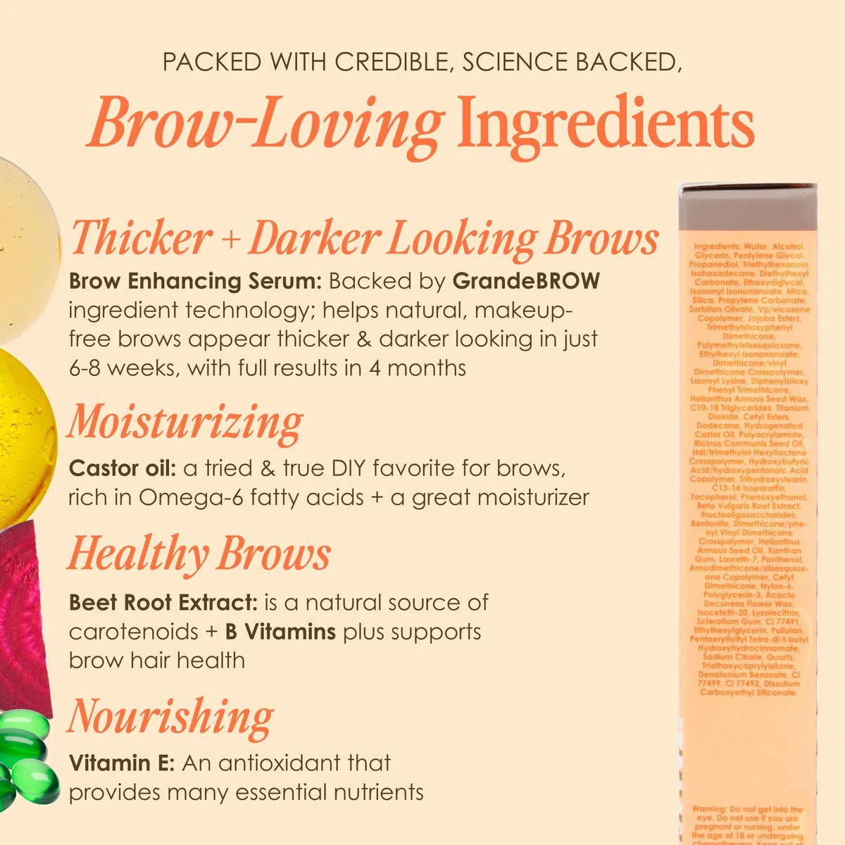 Grande Cosmetics GrandeBROW 2-in-1 Brow Gel Colorato per Sopracciglia + Siero Potenziante - Colore e Volume Immediati - Sopracciglia Visibilmente Più Spesse - Tono Medio