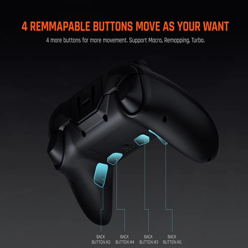 BIGBIG WON Gale PC wireless Controllers Motion Aiming, Hall Trigger, 4 pulsanti personalizzati, App Control Game Controller per PC/Switch/iOS/Android Con dock di ricarica (Nero)