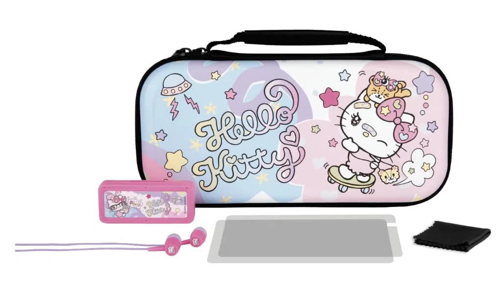 Konix Hello Kitty Set di accessori gaming per Nintendo Switch, Switch Lite e Switch OLED - Custodia - Vetro temperato - Custodia per giochi - Cuffie
