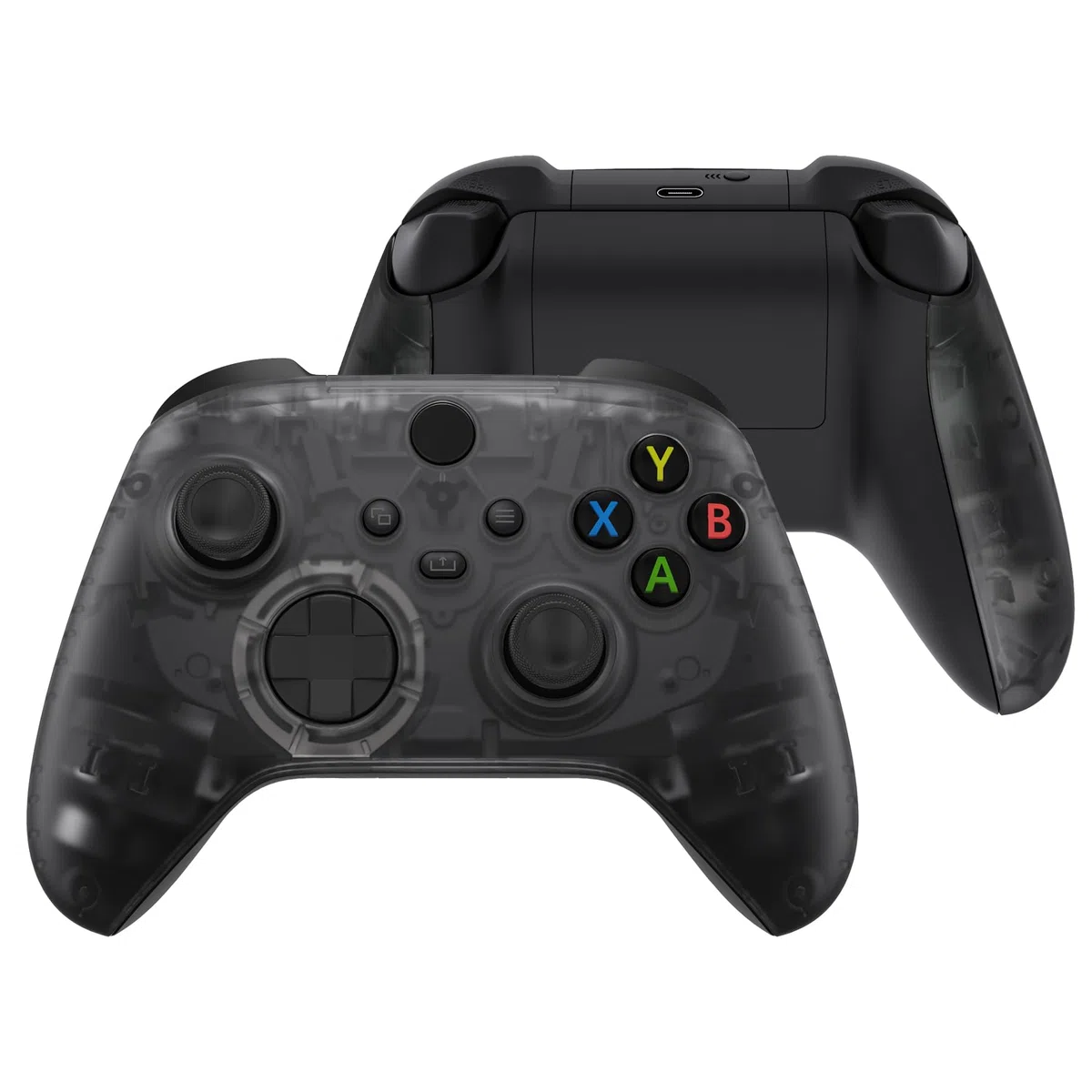 eXtremeRate Cover Joystick Custodia Copertura Frontale con Impugnatura Grip Pannello DIY Ricambio per Xbox Series X S Controller Model 1914(Trasparente Nero)