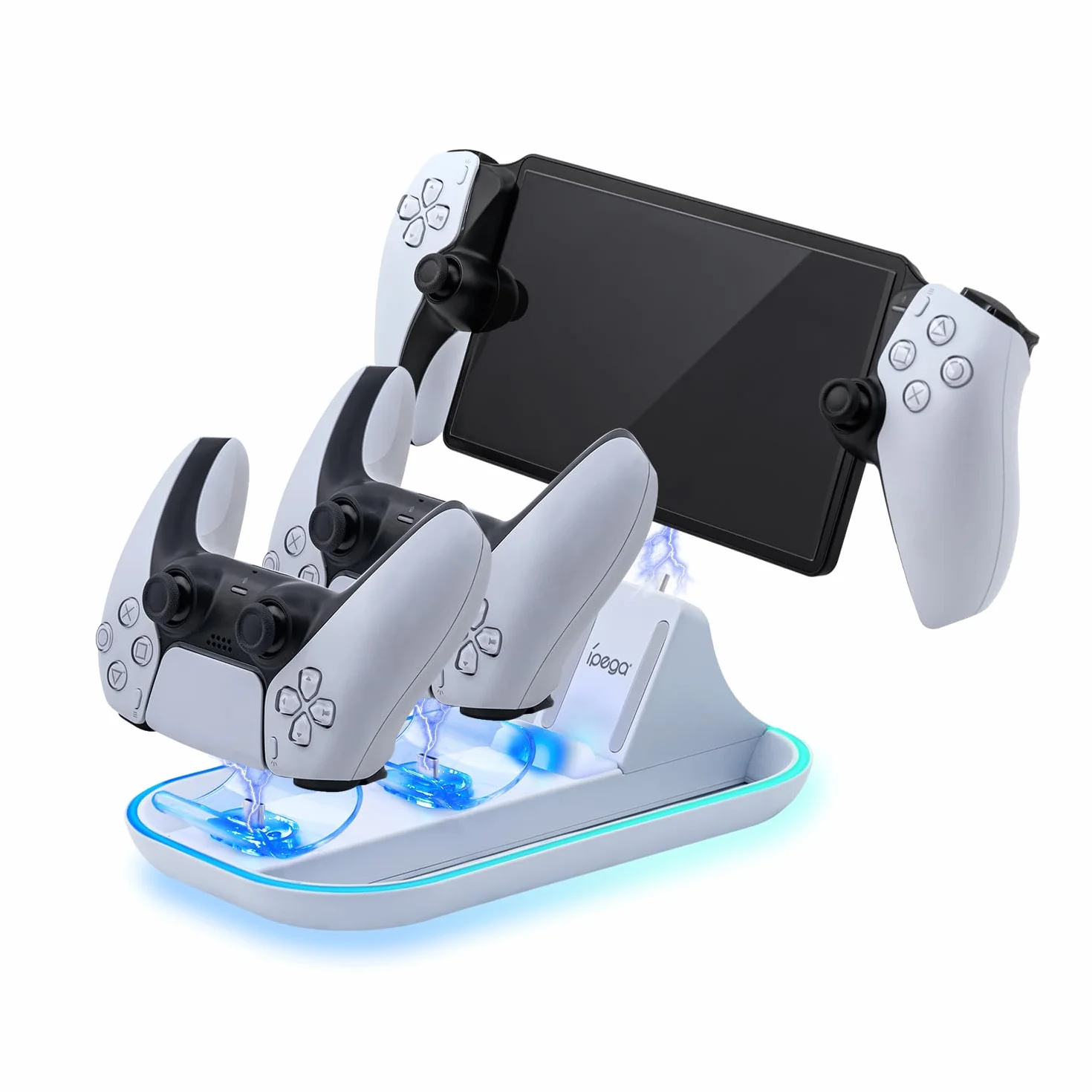 Mcbazel Stazione di Ricarica, Caricatore per PS Portal Remote Player/PS5 Controller con Illuminazione RGB