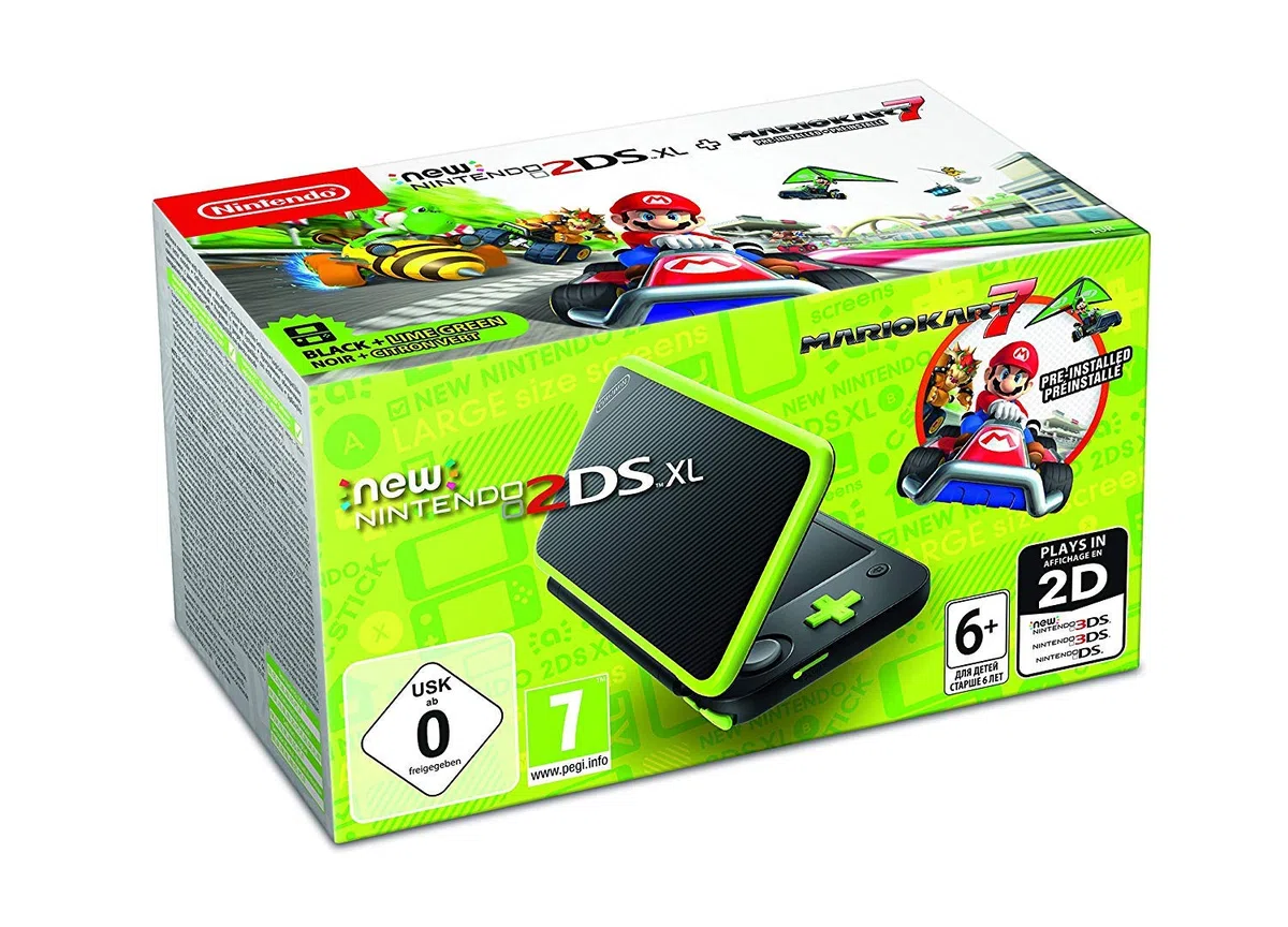 Nintendo Handheld Console - New Nintendo 2DS XL - Black and Lime Green - Pre-installed with Mario Kart 7 - Nintendo 3DS [Edizione: Regno Unito]