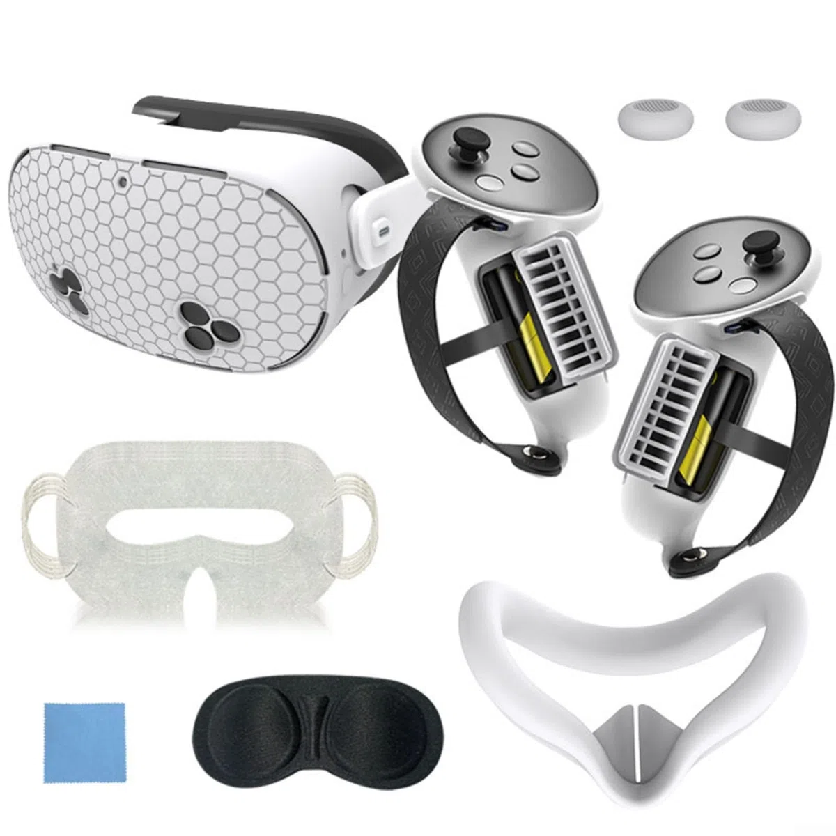 Set di coperture protettive in silicone per cuffie Meta per 3S VR, kit da 7 pezzi con nasello anti-perdite e protezione per lenti (nero)