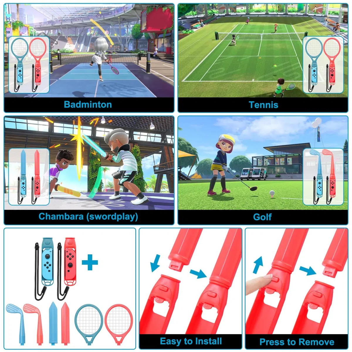 2025 Accessori Switch Sports, Kit di Accessori per Nintendo Switch Sports Gioco, Switch Sports Pack Bundle di Accessori per Giochi Sportivi OLED per Nintendo Switch