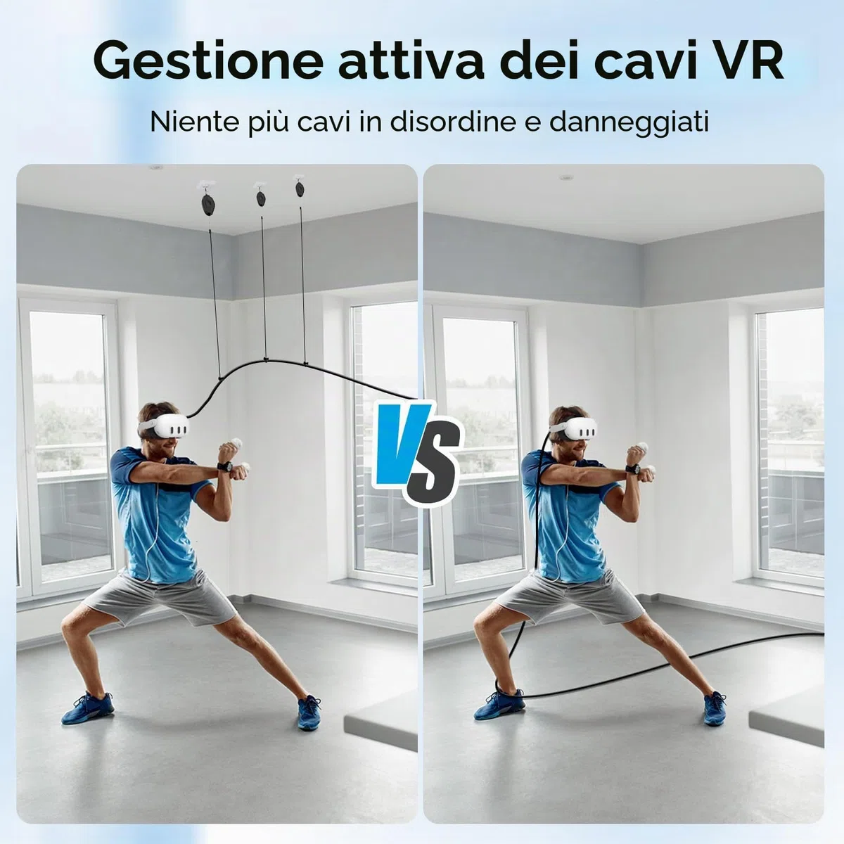 AMVR Gestione cavi VR, 6 confezioni di sistema retrattile a soffitto per Quest 3S/3/2/PSVR/PSVR 2/Rift/Rift S/Valve Index/HTC Vive/Vive Pro/HP Reverb G2/PSVR Link Cable (nero)