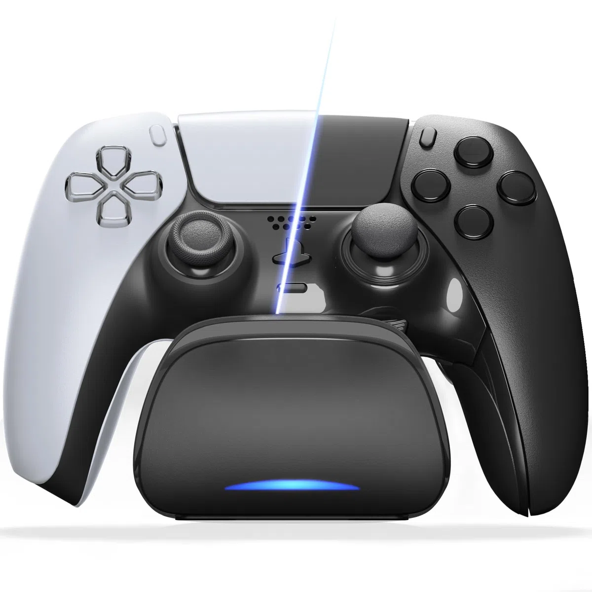 Stazione di Ricarica per ps5/Edge Controller, Caricatore Base di Ricarica Rapida per ps5 Joystick, Supporto Compatto con Indicatore LED e Cavo Type C - Nero