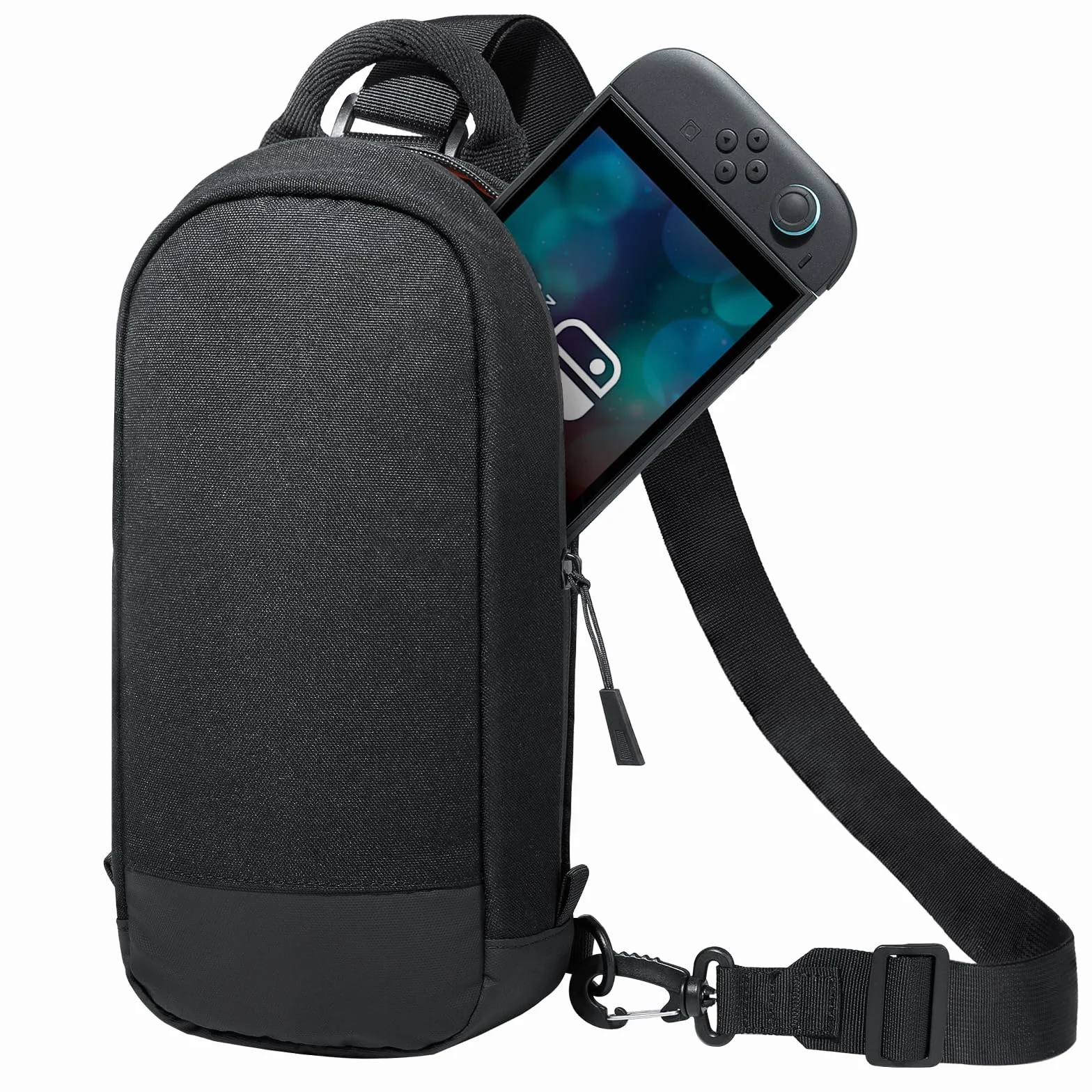 JETech Borsa a Tracolla per Nintendo Switch 2/Switch OLED/Switch Consolle, Borsa a Tracolla con 8 Scomparti per Schede di Gioco, Ampia Capacità per Accessori e Caricabatterie, Nero