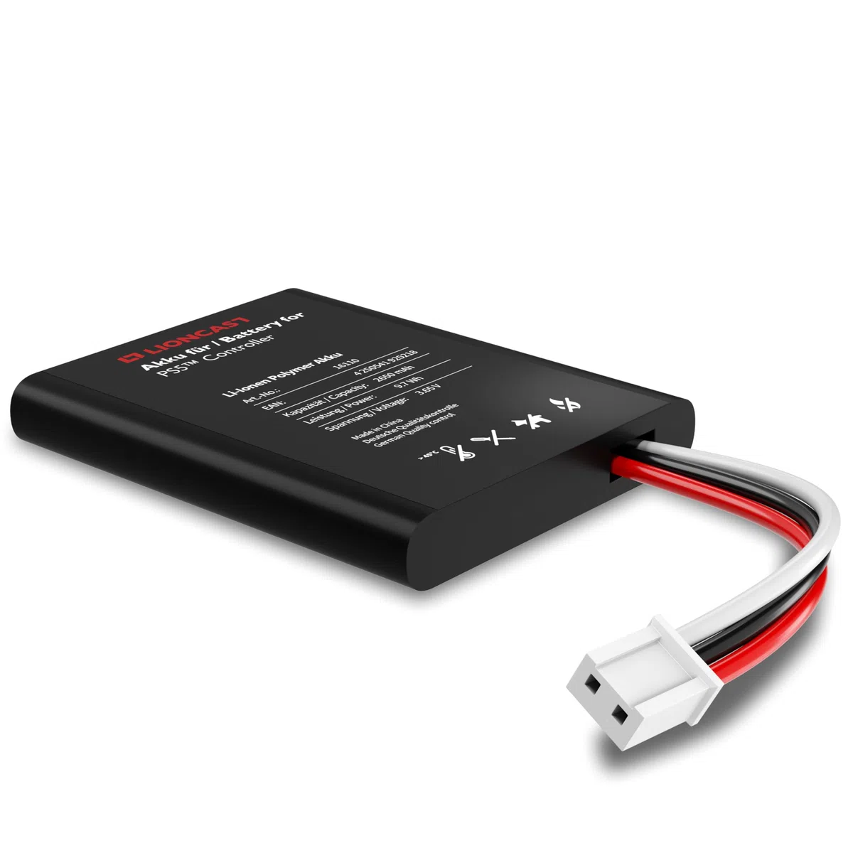 LIONCAST Batteria per controller PS5, 2650 mAh, 70% in più di potenza, facile sostituzione della batteria Playstation 5 DualSense in set completo con istruzioni (lingua italiana non garantita).
