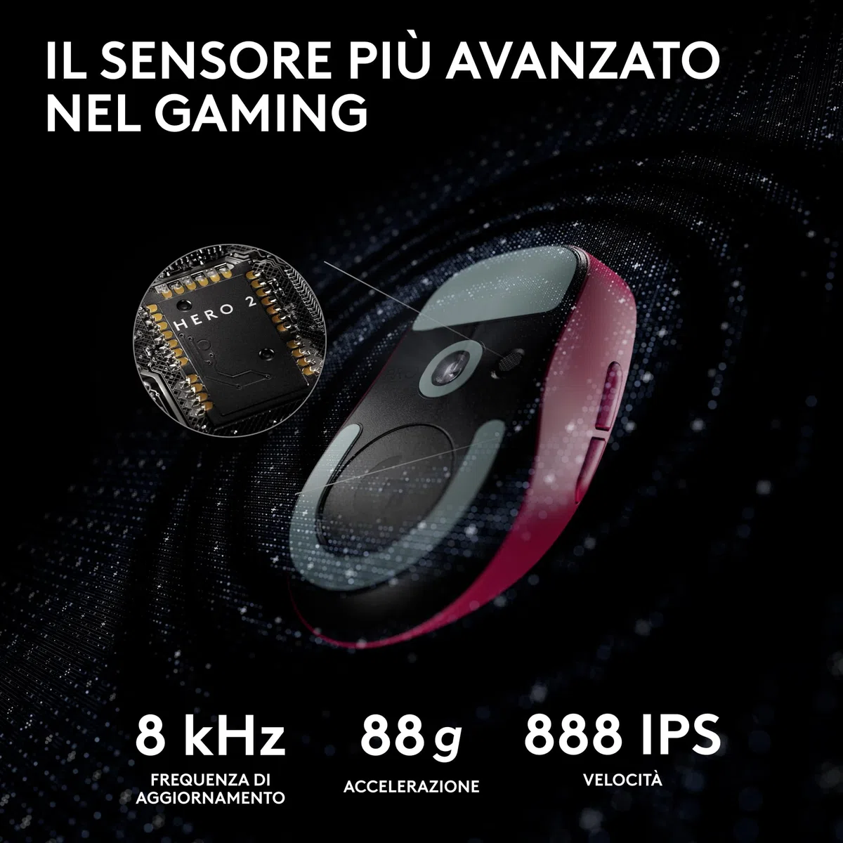 Logitech G PRO X SUPERLIGHT 2 LIGHTSPEED mouse gaming wireless, Versione Est Europa, aggiornamento 8K, leggero, 60g, HERO 2, 888 IPS, 44K DPI, 5 pulsanti programmabili, USB-C, PC e Mac - Rosa