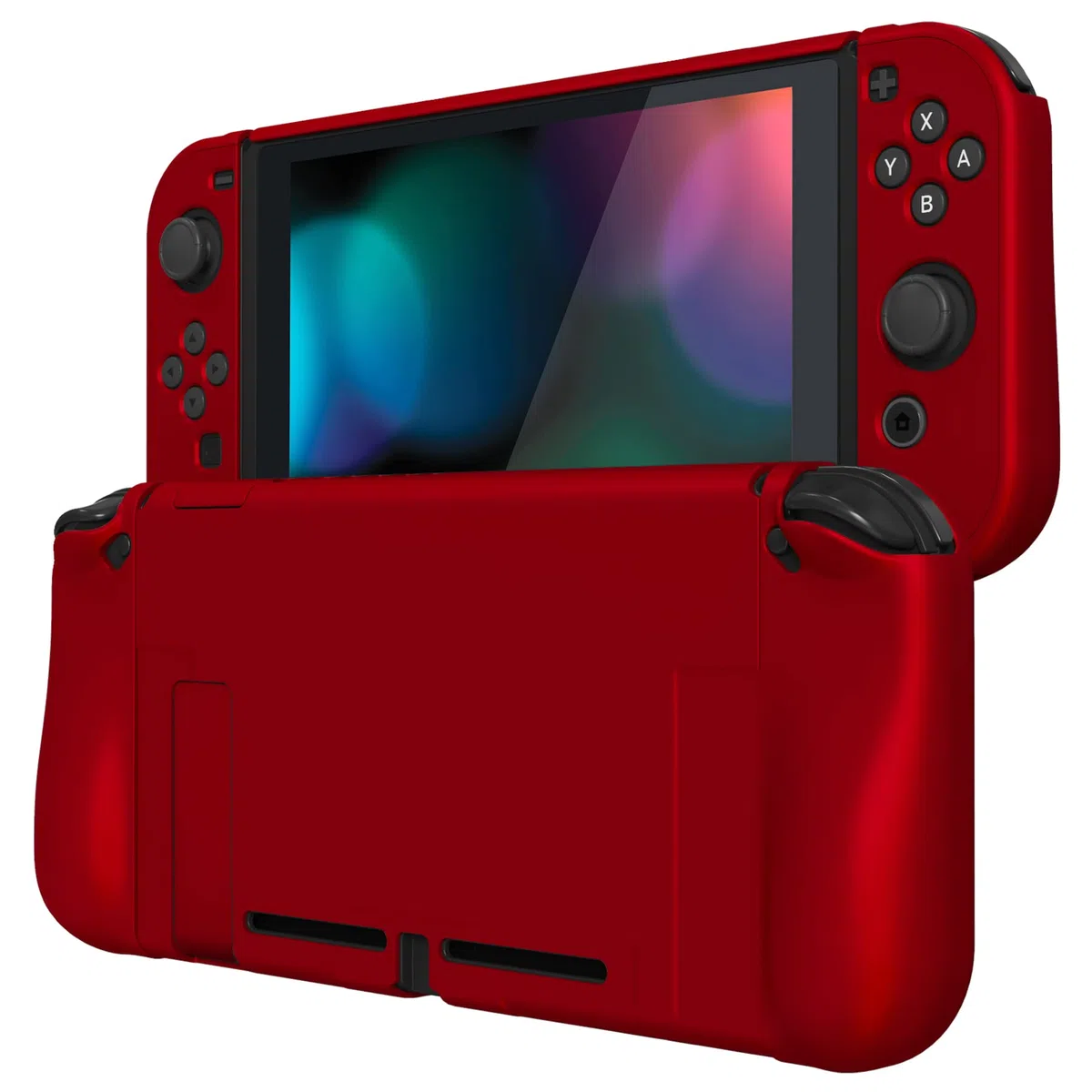 PlayVital Cover Protettiva per Nintendo Switch, Custodia Protettiva Copertura Rigida Grip Ergonomica per Joycon Controller-Rosso Scarlatto