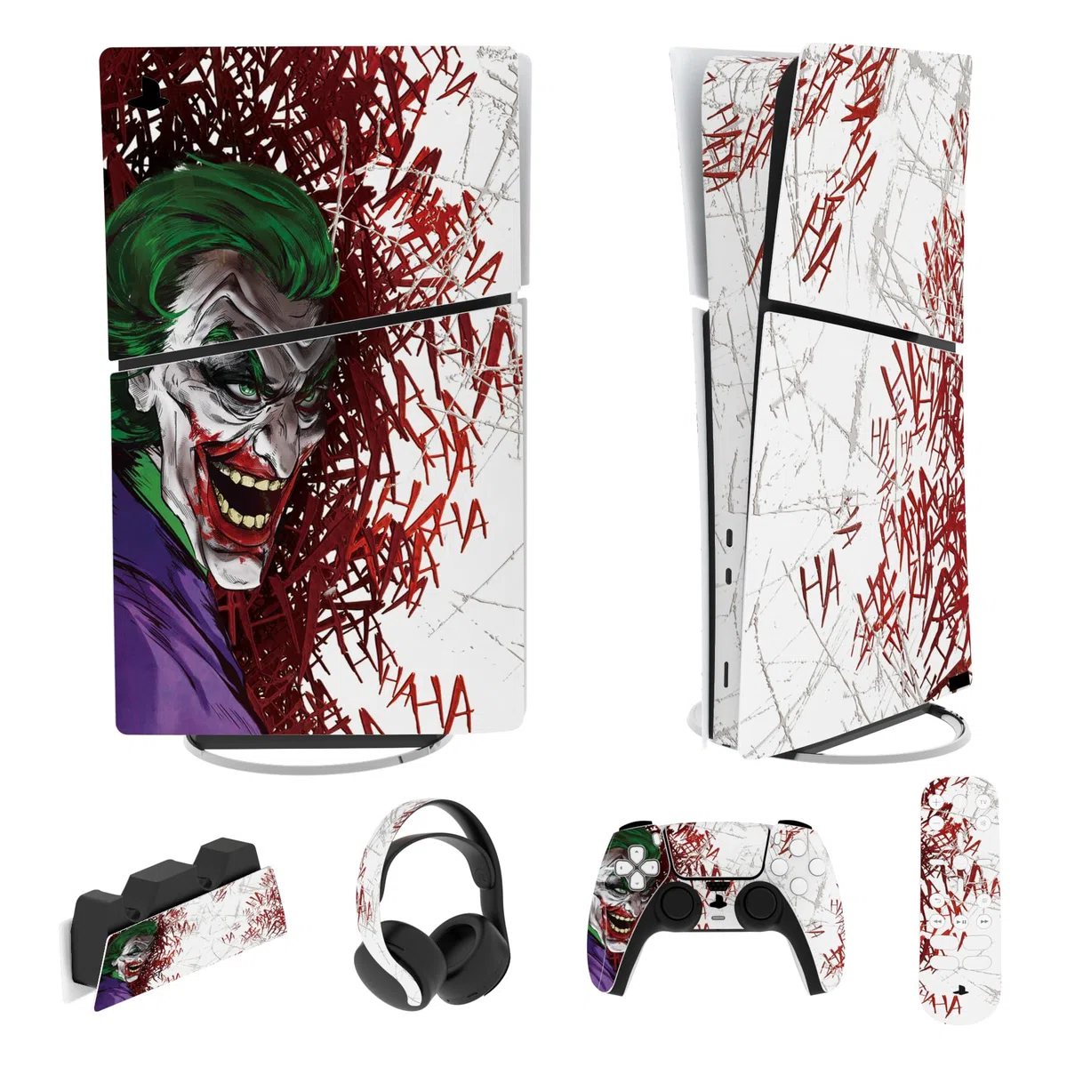 PlayVital Adesivo Skin per ps5 Slim Console Digitale Edizione,Sticker Decal Cover Vinile per Controller Telecomando Cuffie Base di Ricarica-Hahaha