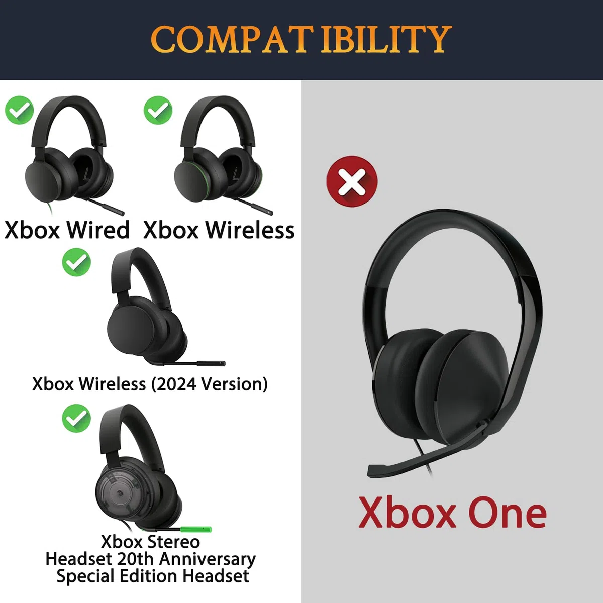 SOULWIT Cuscinetti Auricolari di Ricambio per Microsoft Xbox Wireless/Cavo, Cuffie Xbox Wireless (Versione 2024), Padiglioni per Xbox Stereo 20th Anniversary Special Edition Cuffie