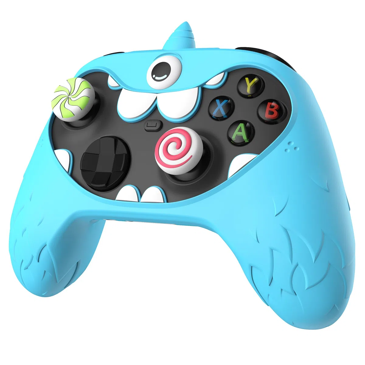 playvital Cover Controller per Xbox Series X/S Joystick Custodia Carina Skin Silicone Protettiva Antiscivolo, 4 Copri Levette Analogiche&Adesivi, Mostro Monoocchio, Blu