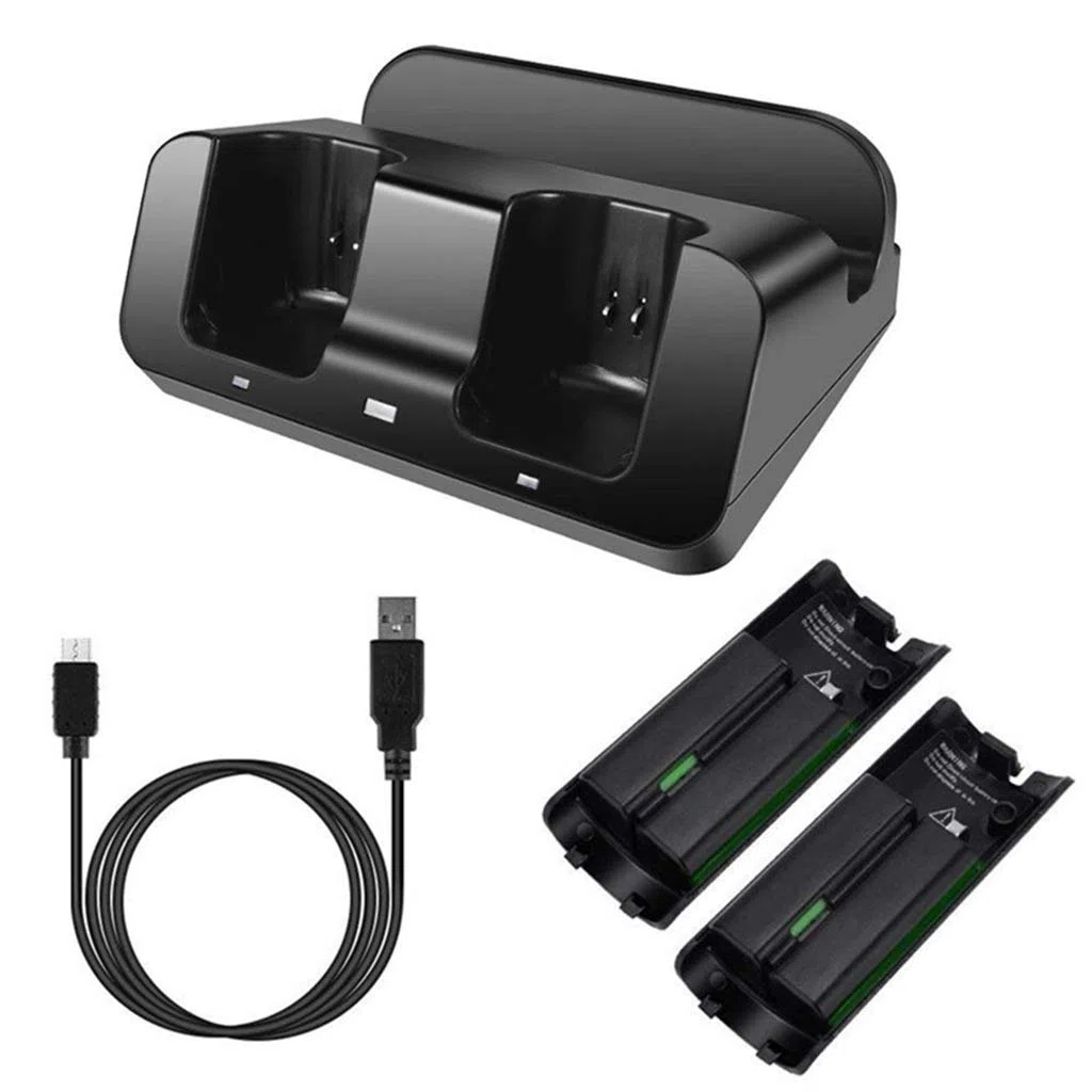 geneic Stazione di ricarica Dock Stand Charger per Wii Remote Controller per Wii U Gamepad con batterie e cavo di ricarica USB