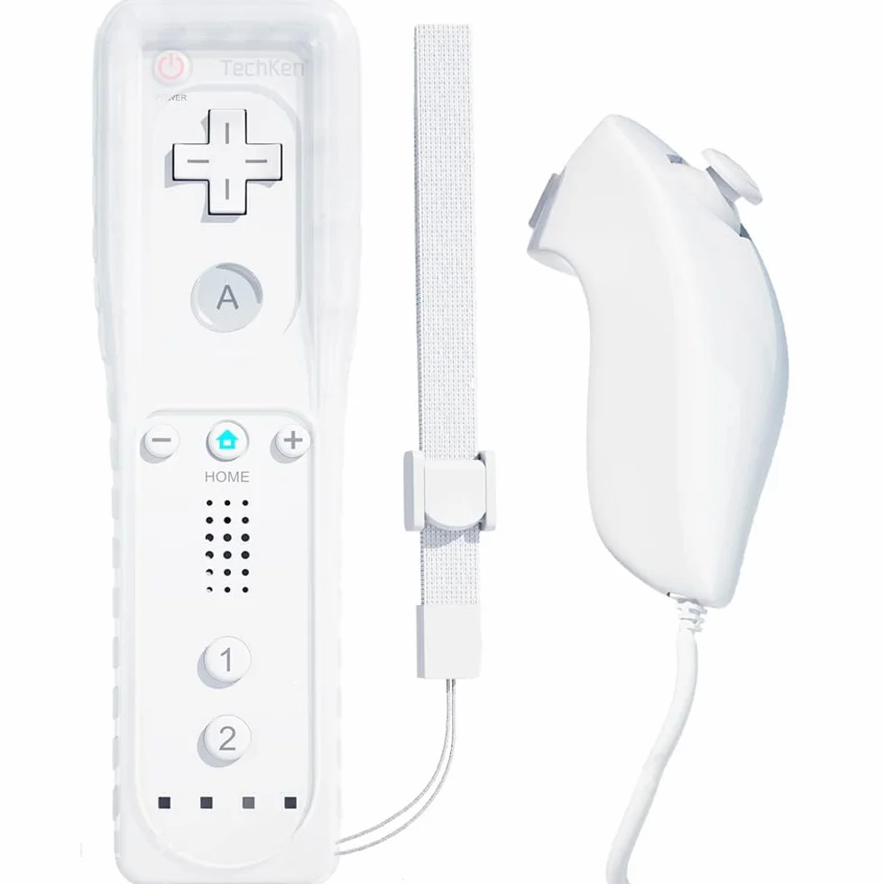 TechKen Wii Controller remoto con controller Nunchuck Wii con telecomando Nunchuk Wii Wii di ricambio per Wii (controller senza Motion Plus)