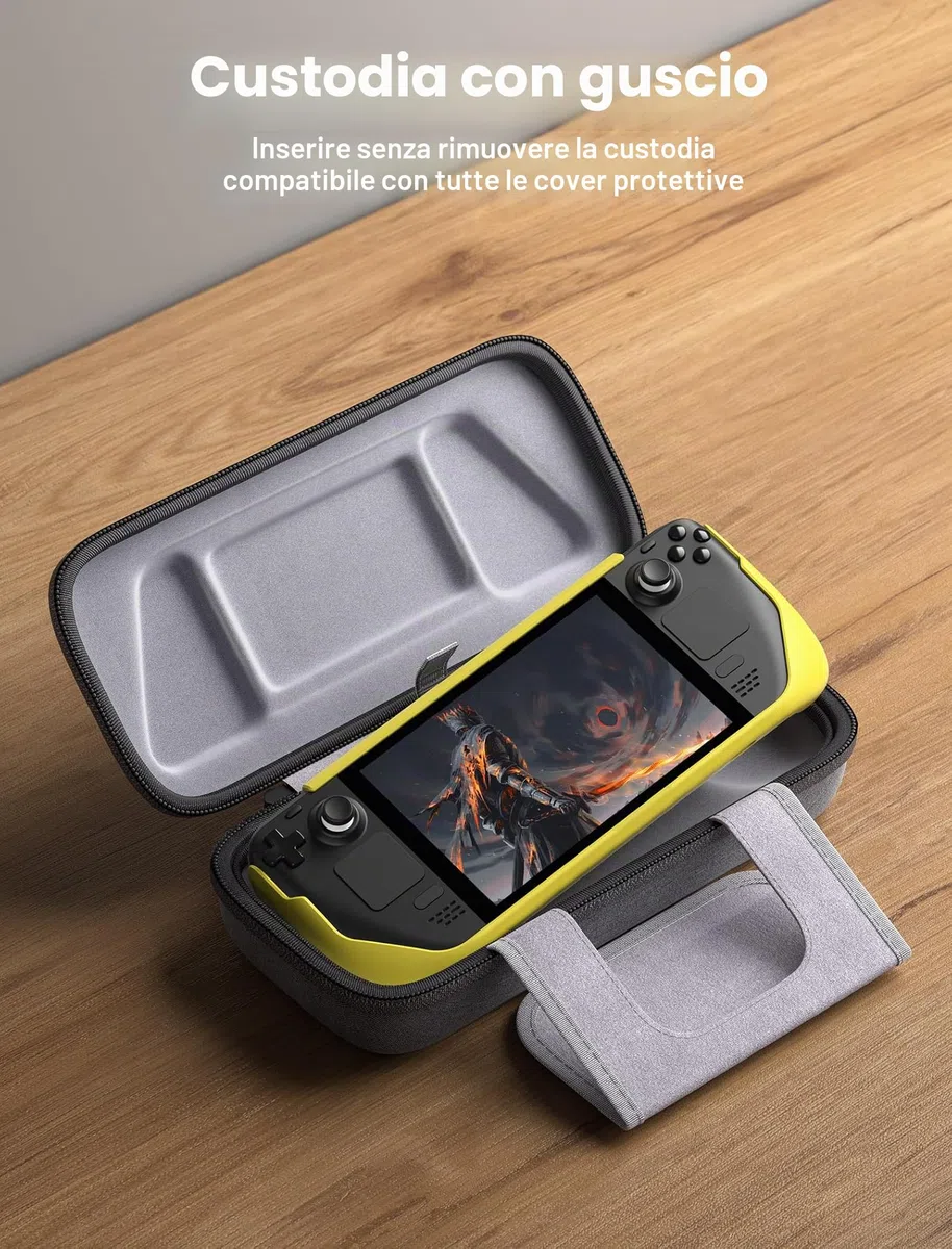JSAUX Custodia per Steam Deck/ROG Ally/ROG Ally X, Custodia Protettiva a Guscio Rigido con Scomparti per Caricatore e Docking Station, Custodia da Viaggio Portatile per Console e Accessori-BG0106X