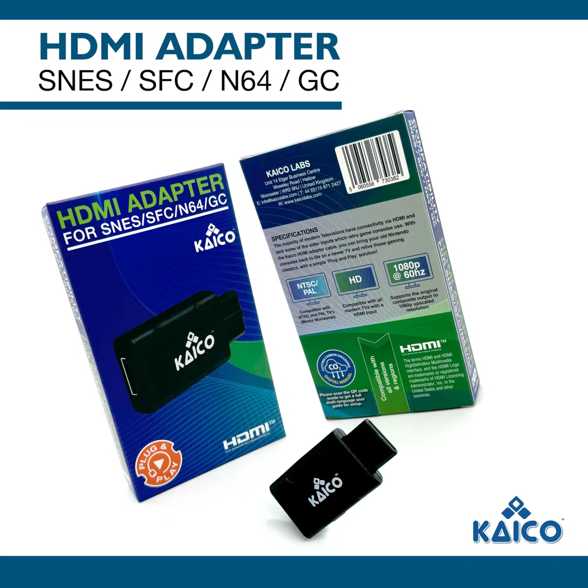 Kaico Adattatore HDMI supporto S-Video e Composite compatibile con N64, 64, SNES, Famicom e GameCube. Una semplice soluzione di adattatore Pass Through Plug & Play