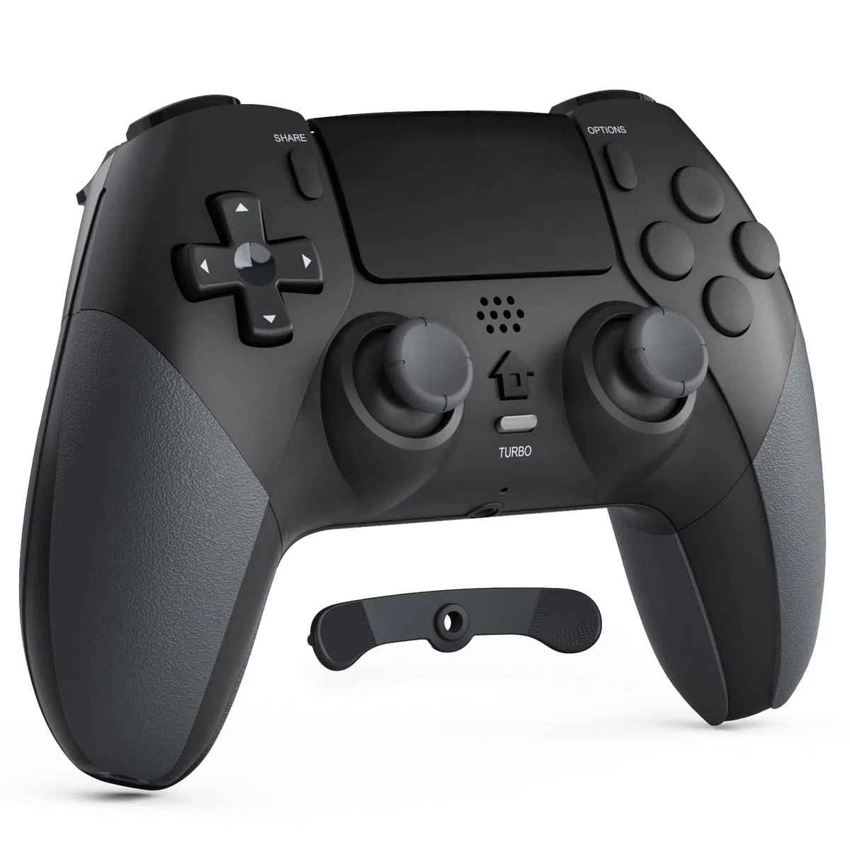 CHEREEKI Controller per PS4, Controller Bluetooth con 2 Pulsanti Programmabili Gamepad Wireless con Doppia Vibrazione Sensore Giroscopico a 6 Assi Touch Pad Altoparlante Integrato, Nero