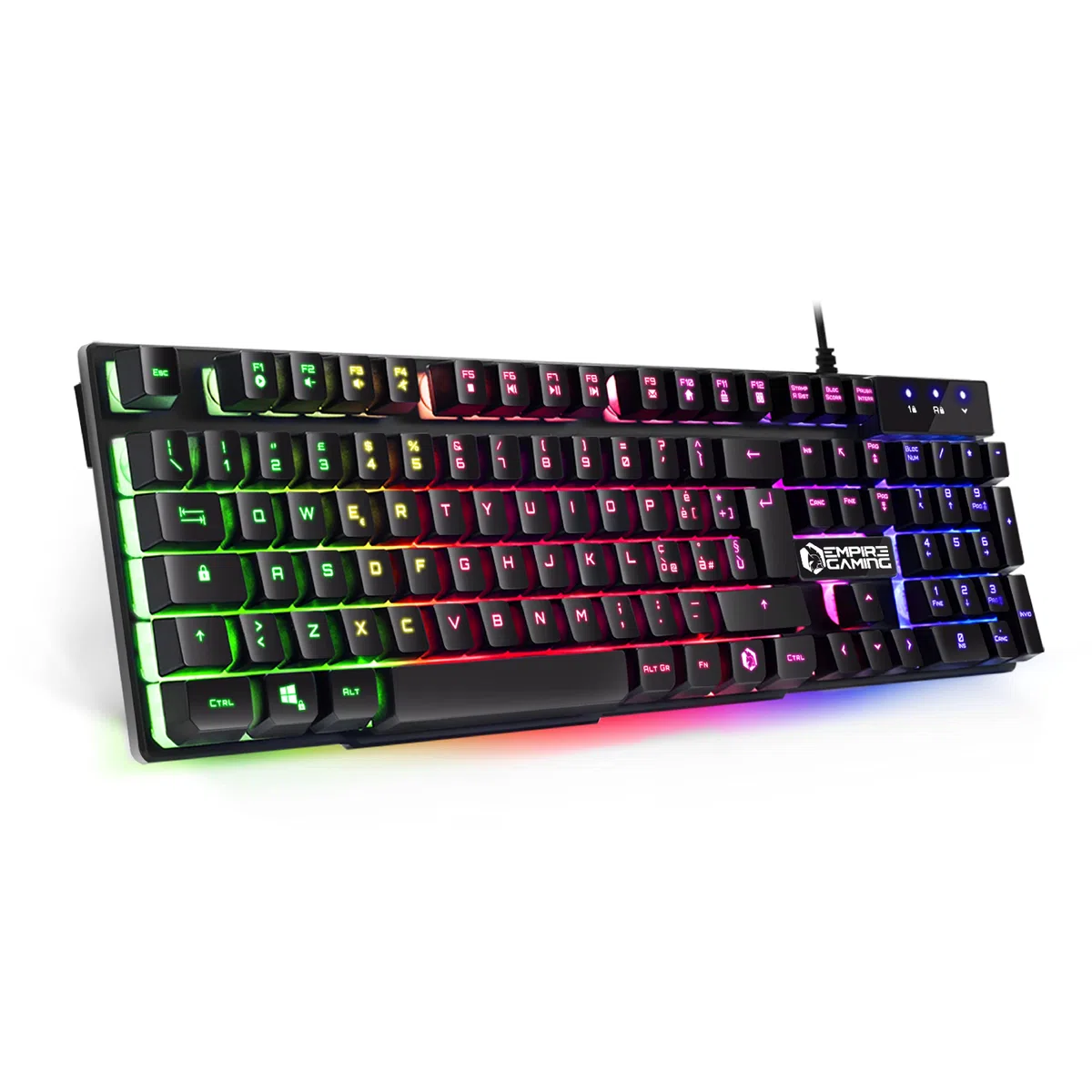 EMPIRE GAMING - Tastiera Gaming K300 QWERTY Italiana - 105 Tasti Semimeccanica - Retroilluminazione LED RGB - 19 Keys Anti-ghosting - 12 Scorciatoie Multimediali - USB con Filo