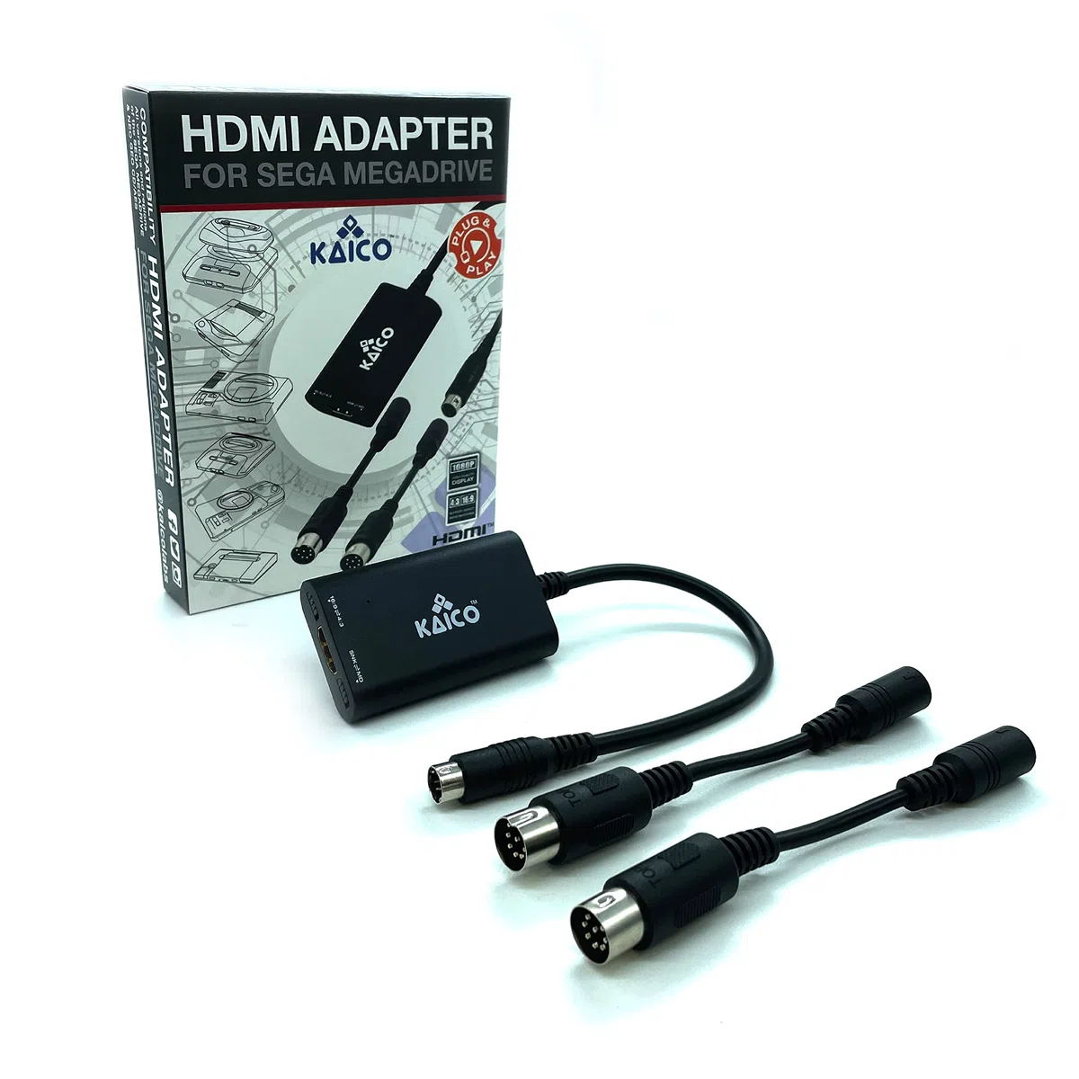 Kaico Adattatore HDMI Megadrive 1080p SEGA - Da utilizzare con Sega Genesis - Supporta l'uscita video S - Supporta console PAL e NTSC - Interruttore rapporto di aspetto per 16:9 o 4:3