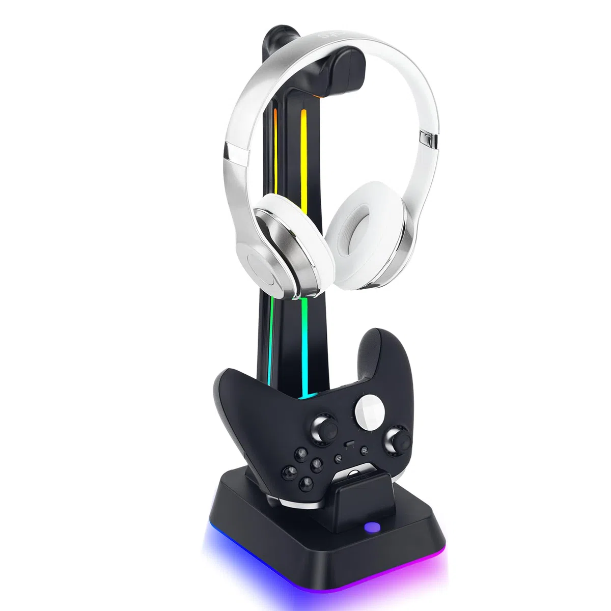 Wigearss Stazione di Ricarica, Caricatore per Xbox Series X/S, Xbox Elite 1/2, Xbox One, Xbox One X/S Controller DualSense con Supporto per Cuffie, Illuminazione RGB