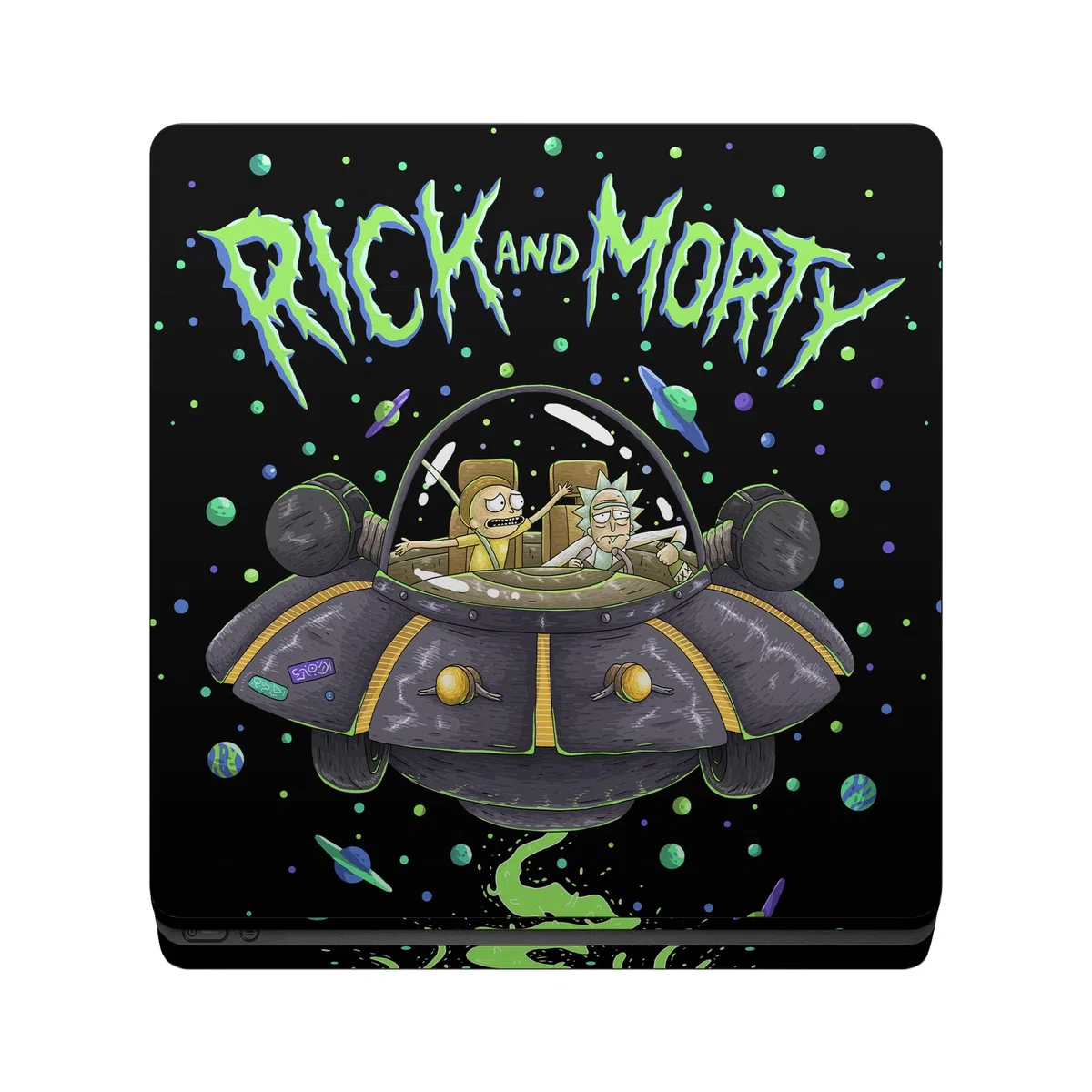 Head Case Designs Licenza Ufficiale Rick And Morty Lo Space Cruiser Grafica Vinile Sticker Gaming Pelle Adesivo Compatibile con Sony Playstation 4 PS4 Slim Console