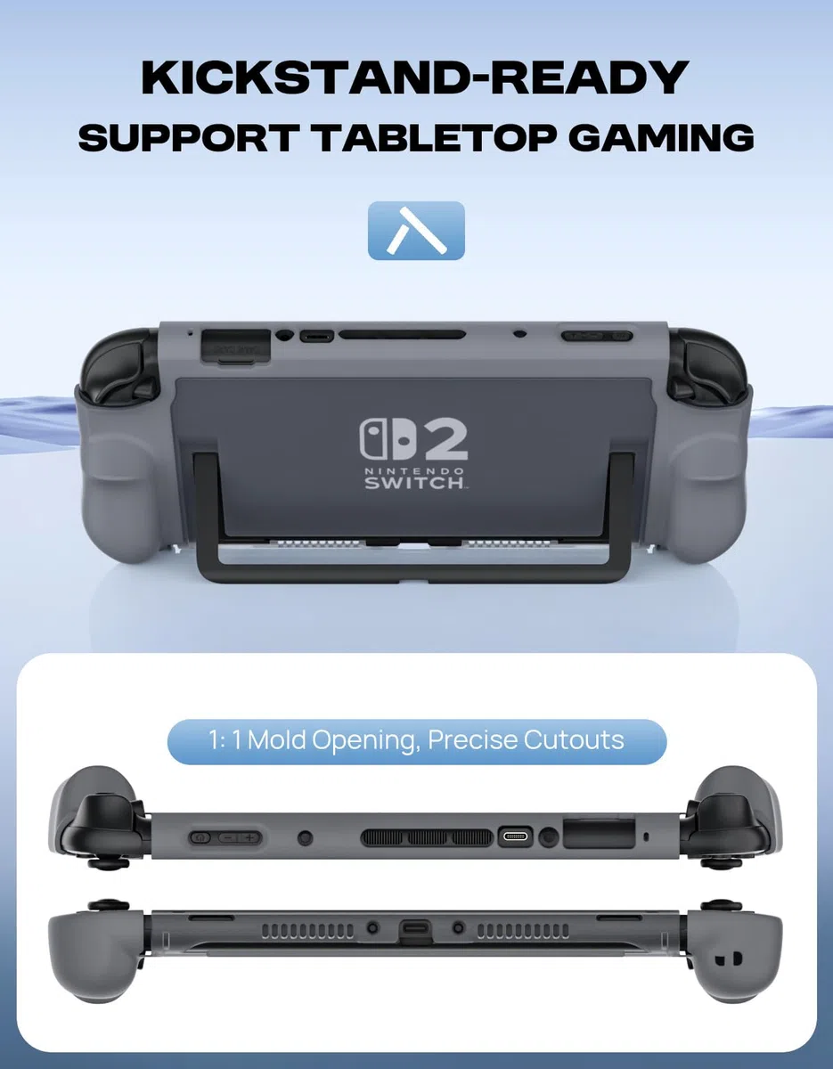 MoKo Custodia Protettiva per Nintendo Switch 2 (2025) – Dockable Cover con Joy-Con a Sgancio Rapido, Telaio in TPU e Schienale in PC, Resistente a Graffi e Urti, Grigio