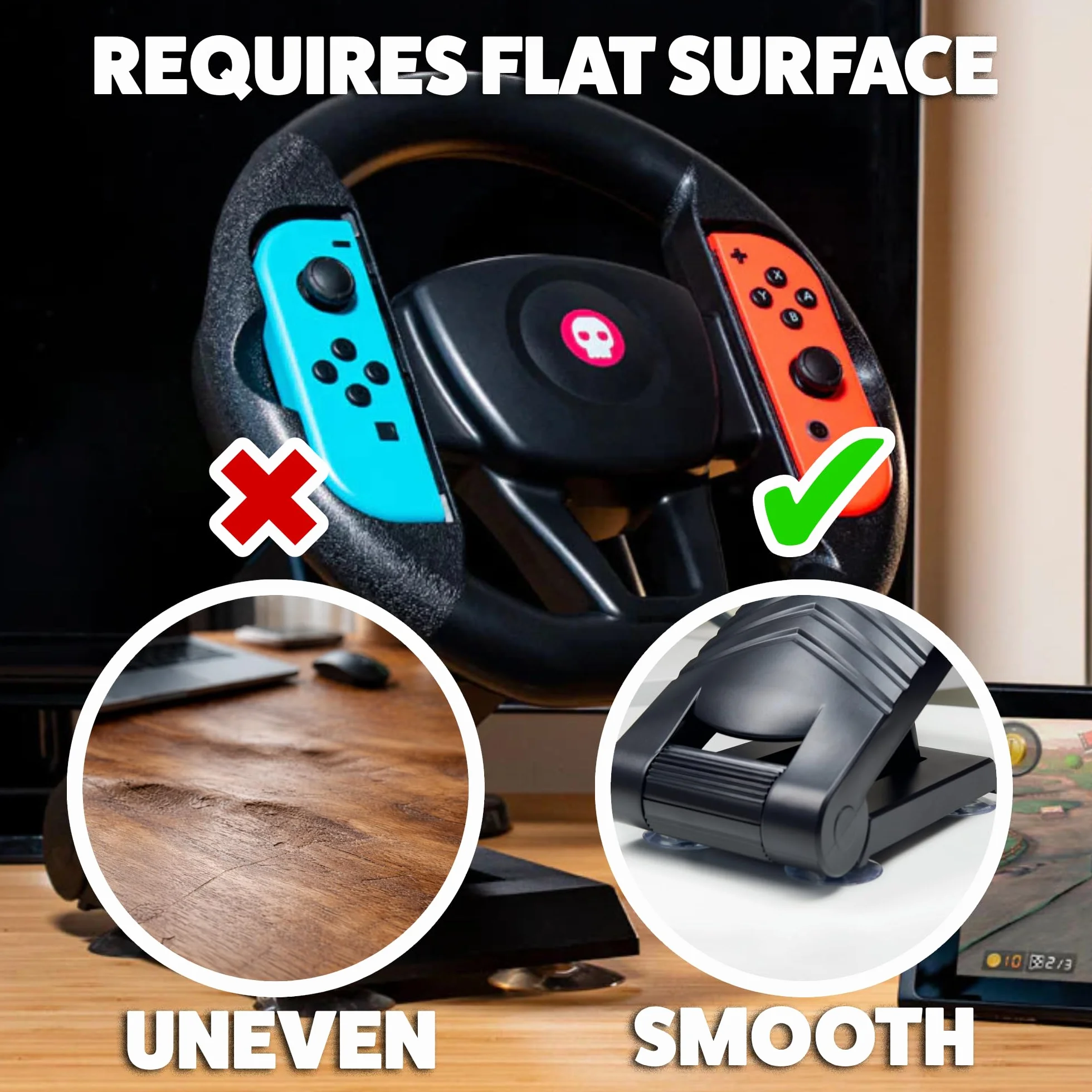 Numskull Supporto da Tavolo con Volante Joy-Con per Nintendo Switch & OLED – Accessorio Volante da Corsa