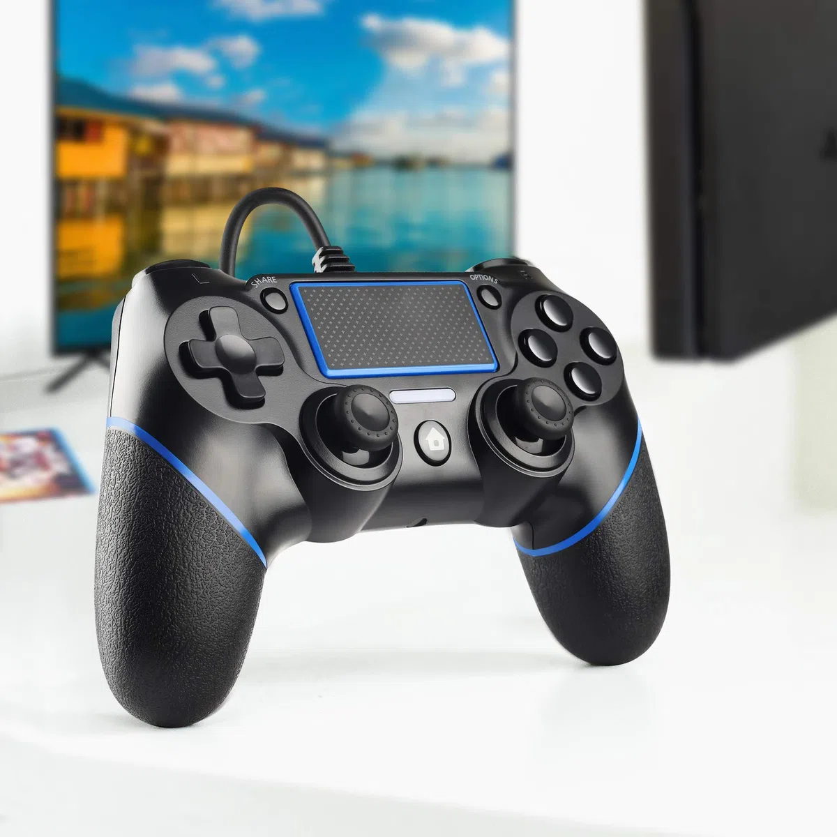 Zexrow Wired Controller per PS-4, USB da 2,1 m Wired Game Controller per Pla-yStation4/Pro/Slim/PC, Gamepad con doppia vibrazione e impugnatura antiscivolo (Nessuna porta audio)