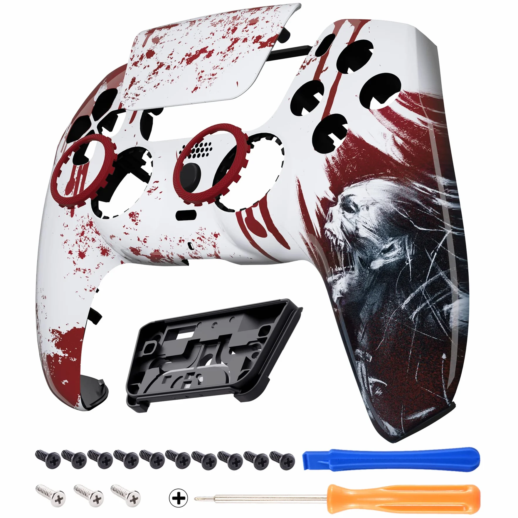 eXtremeRate Luna Cover Ricambio per ps5 Controller,Custodia Copertura Frontale Scocca Shell Ridisegnato&Touchpad&Anelli Compatibile con ps5 Joystick BDM 010/020/030/040/050-Zombie