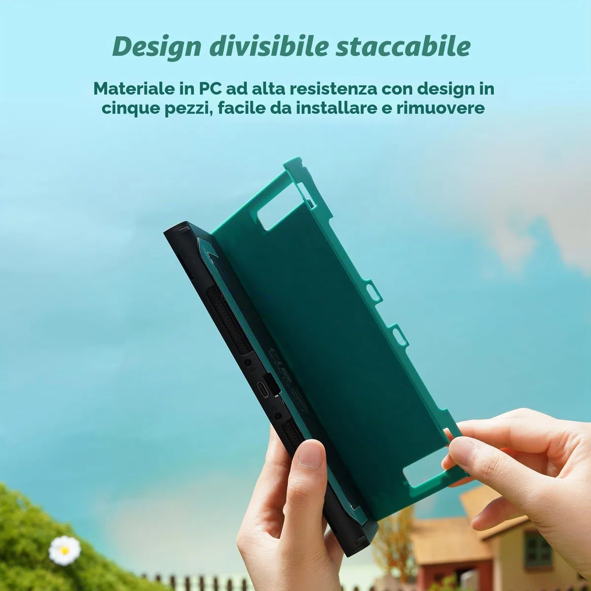 GeekShare Guscio protettivo compatibile con Switch 2, custodia agganciabile Kawaii Cartoon per Switch 2, cover con design antigraffio e antiurto - Bunny Garden