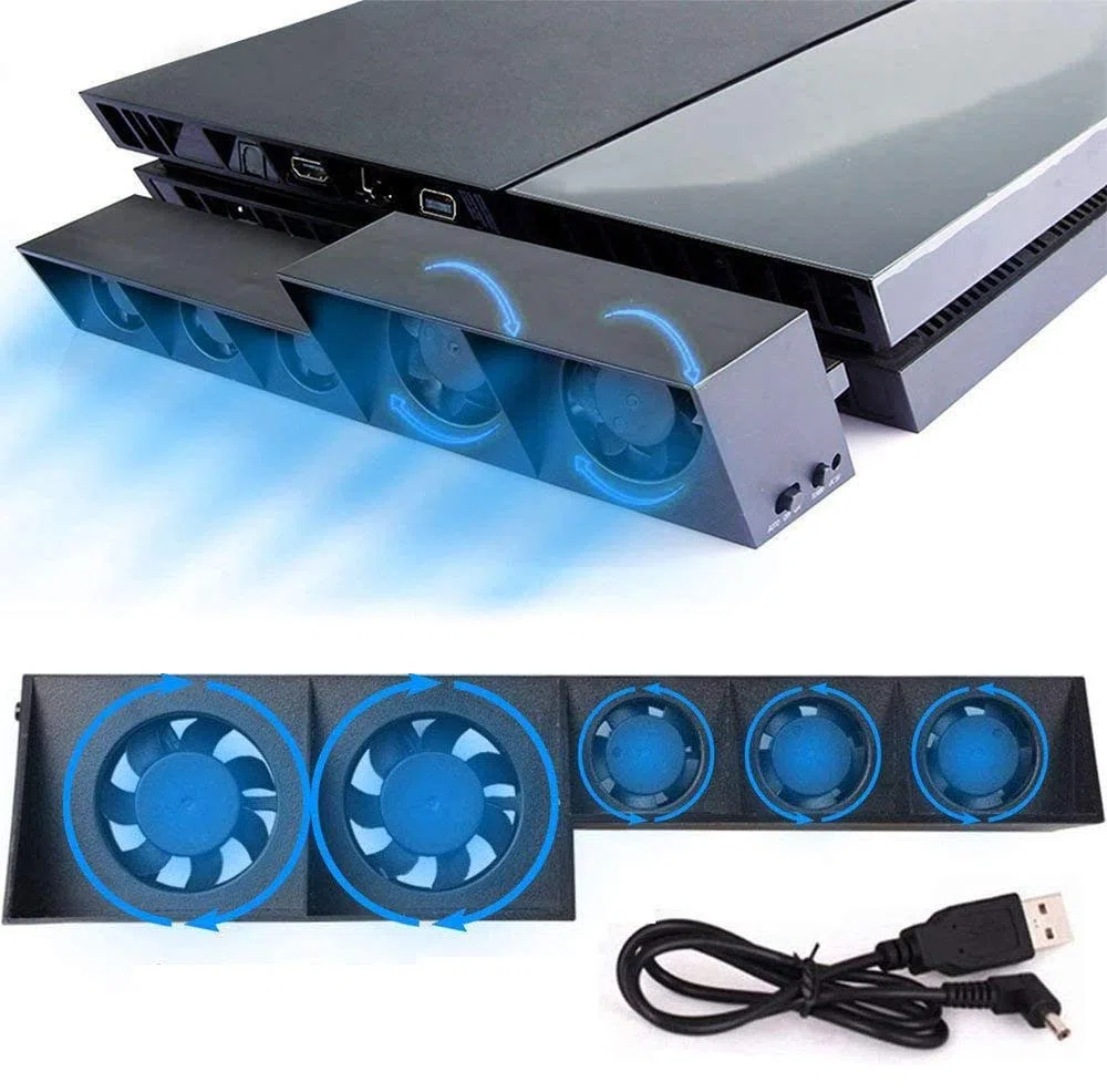 Linkhood Ventola di raffreddamento per PS4, raffreddamento esterno USB 5 ventole Turbo controllo della temperatura Ventole di raffreddamento per console di gioco Sony PlayStation 4 (solo per PS4)