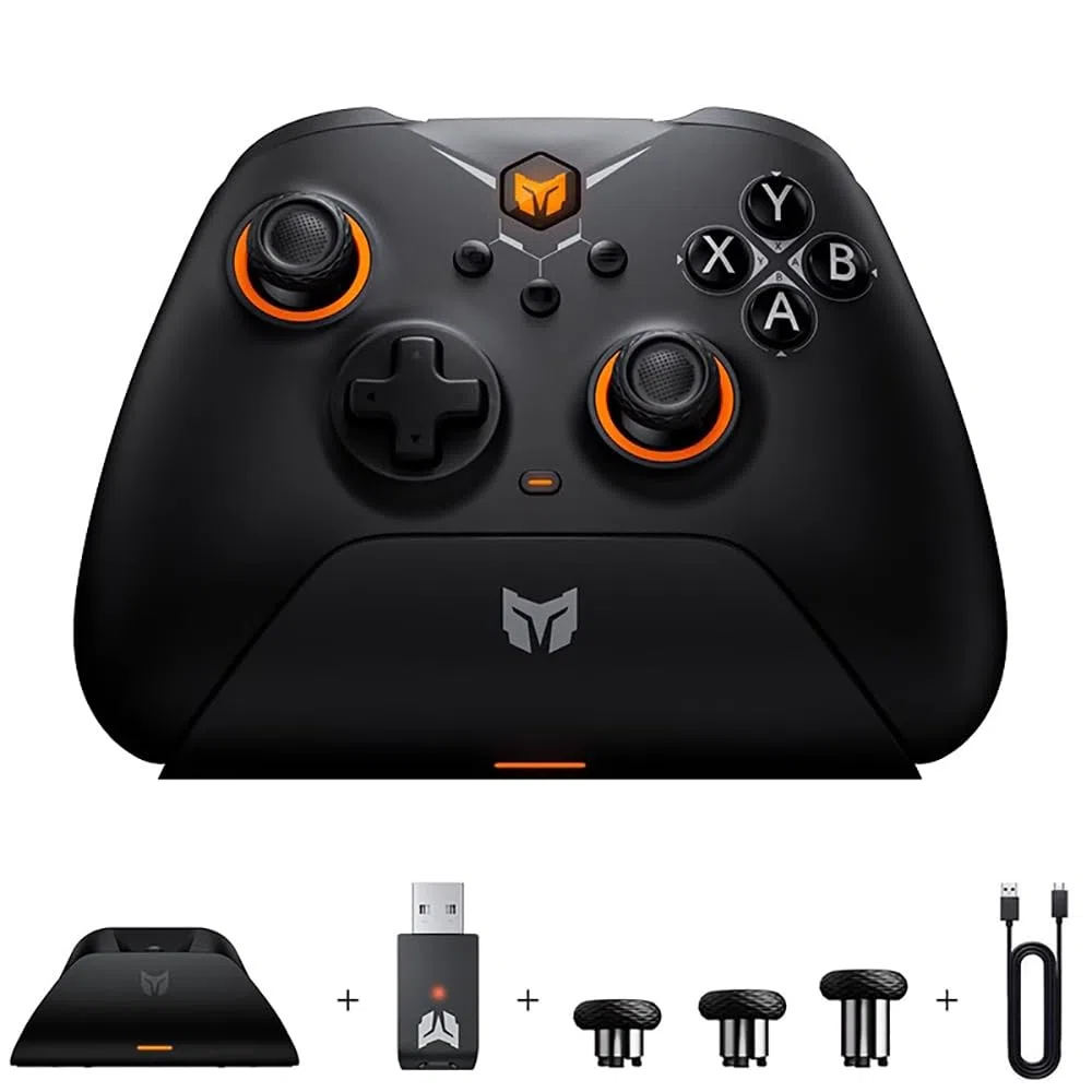 BIGBIG WON Controller senza fili Gale Hall PC Controllers Motion Aiming, Hall Trigger, 4 pulsanti personalizzati, App Control Game Controller per PC/Switch/iOS/Android con Dock di ricarica (nero)