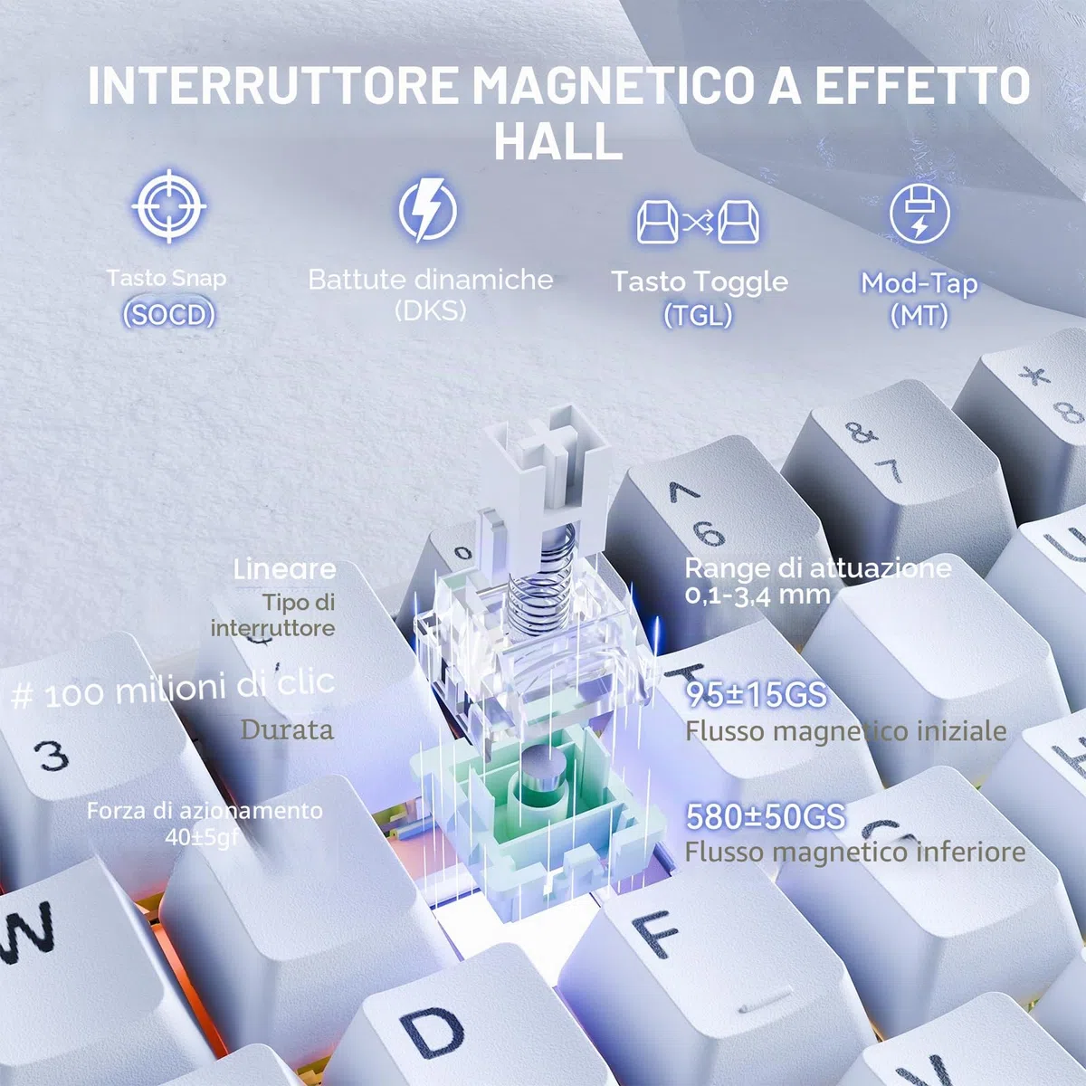 ATTACK SHARK X68MAX HE Tastiera da gioco cablata in alluminio con grilletto rapido e interruttori magnetici,precisione RT di 0,005mm,attuazione regolabile,8KHz,latenza di 0.08ms,RGB