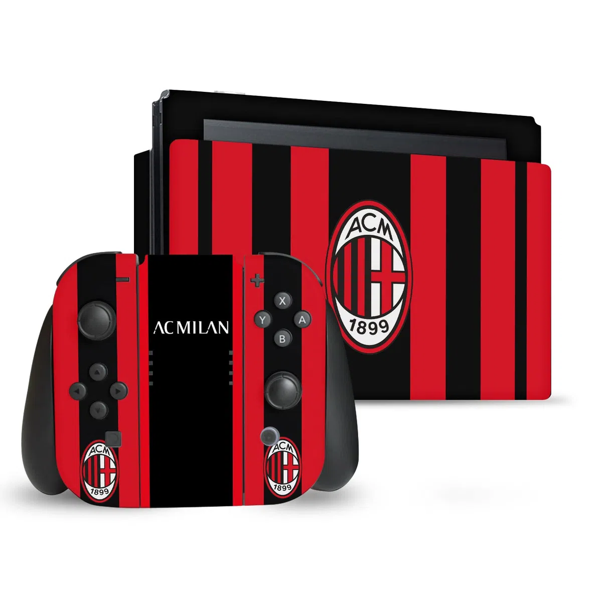 Head Case Designs Licenza Ufficiale AC Milan Home 2021/22 Kit Crest Vinile Sticker Gaming Pelle Adesivo Compatibile con Nintendo Switch Console & Dock & Joy-con Controller Bundle