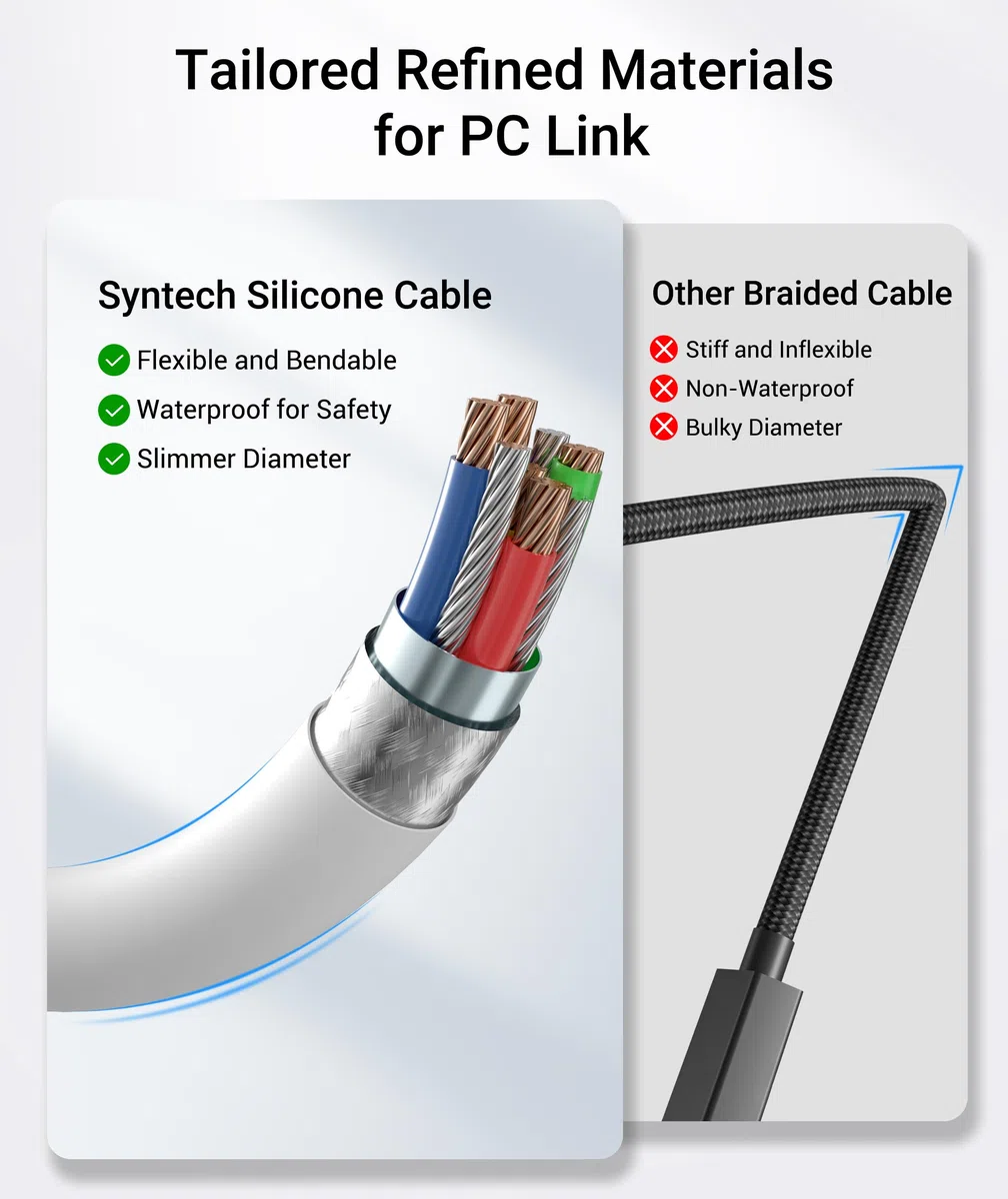 Syntech Cavo Link con funzione di ricarica, 6 m, compatibile con accessori Oculus/Meta Quest 3/3S, Quest2/Pro Link per PC/SteamVR con porta di ricarica estesa, cavo di ricarica USB 3.0 A a C VR