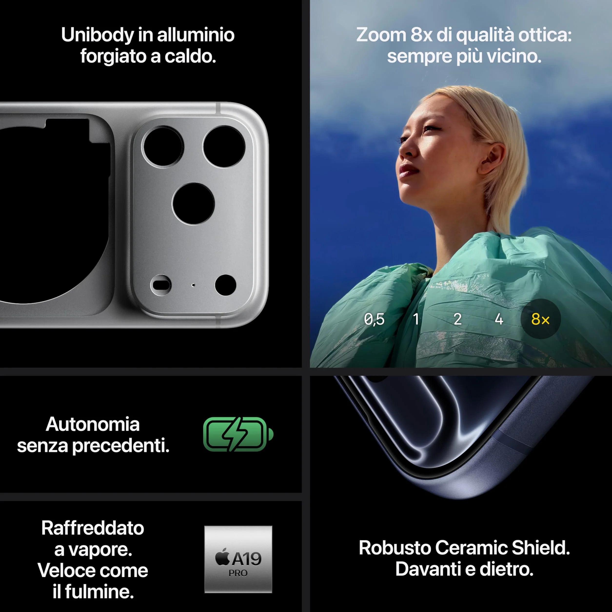 Apple iPhone 17 Pro 256 GB: display 6,3", ProMotion fino a 120Hz, chip A19 Pro, autonomia senza precedenti, sistema di fotocamere Pro Fusion con fotocamera frontale Center Stage; Argento