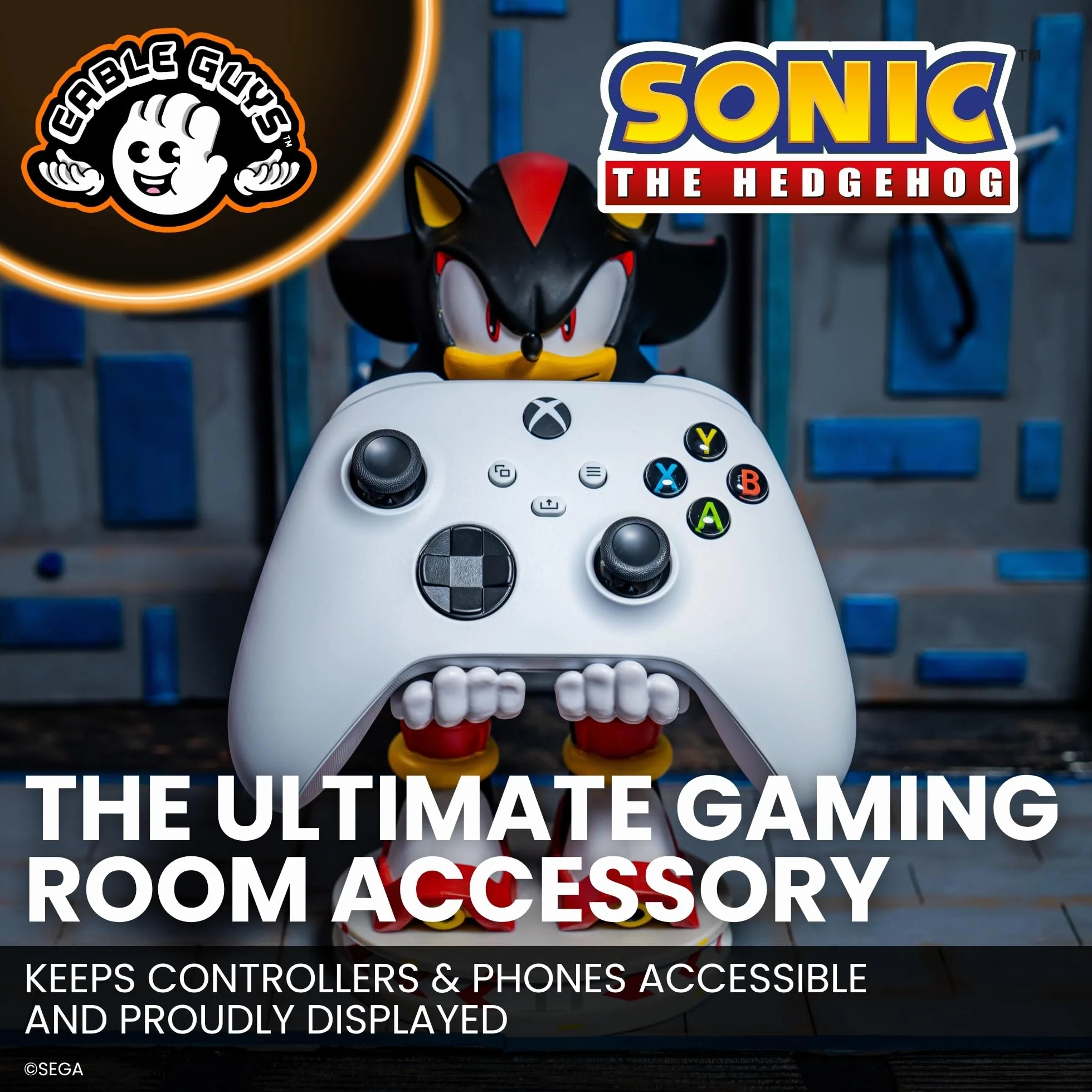 Cableguys Shadow Supporto Controller e Telefono - Porta Cellulare Compatibile con Xbox, PlayStation e la Maggior Parte dei Controller, Accessori Gaming per Scrivania e Postazione Gamer