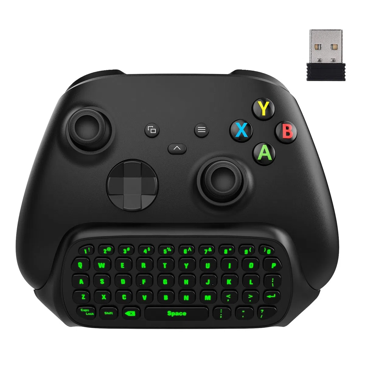 MoKo Mini Tastiera Retroilluminata Verde Compatibile con Xbox One Controller/Series X/S, 2,4G Ricevitore Wireless con Cuffia e Audio Jack Compatibile con Xbox-One/One S/Elite/2, Nero Antracite