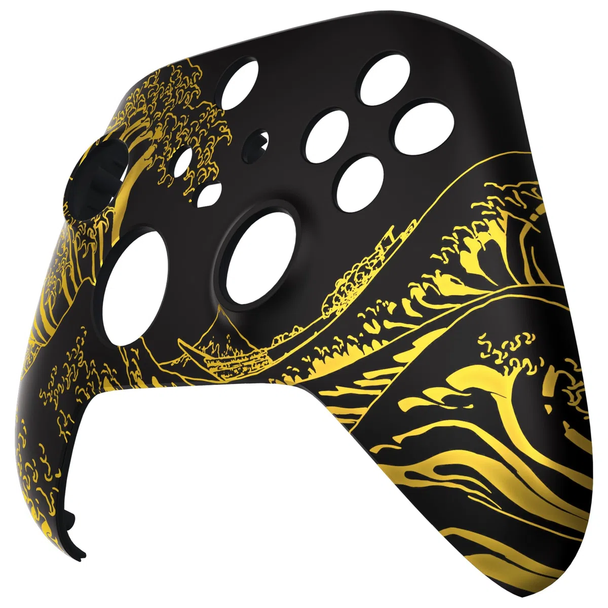 eXtremeRate Cover Frontale per Xbox Series X S Controller Model 1914,Scocca Custodia Copertura Ricambio per Xbox Series X S Joystick,Senza Controller-Grande Onda d'oro Nera